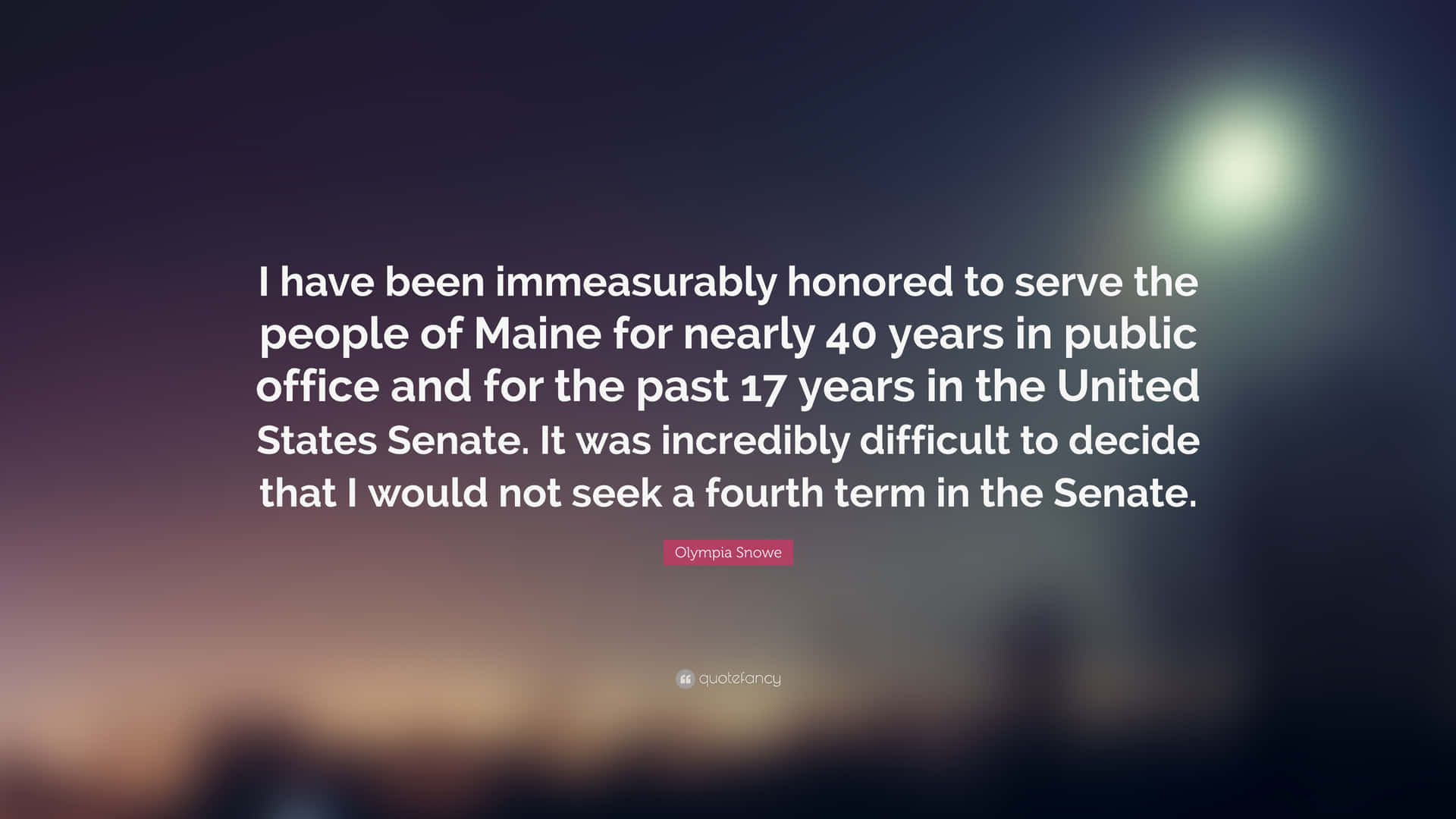 Olympia Snowe Retirement Quote