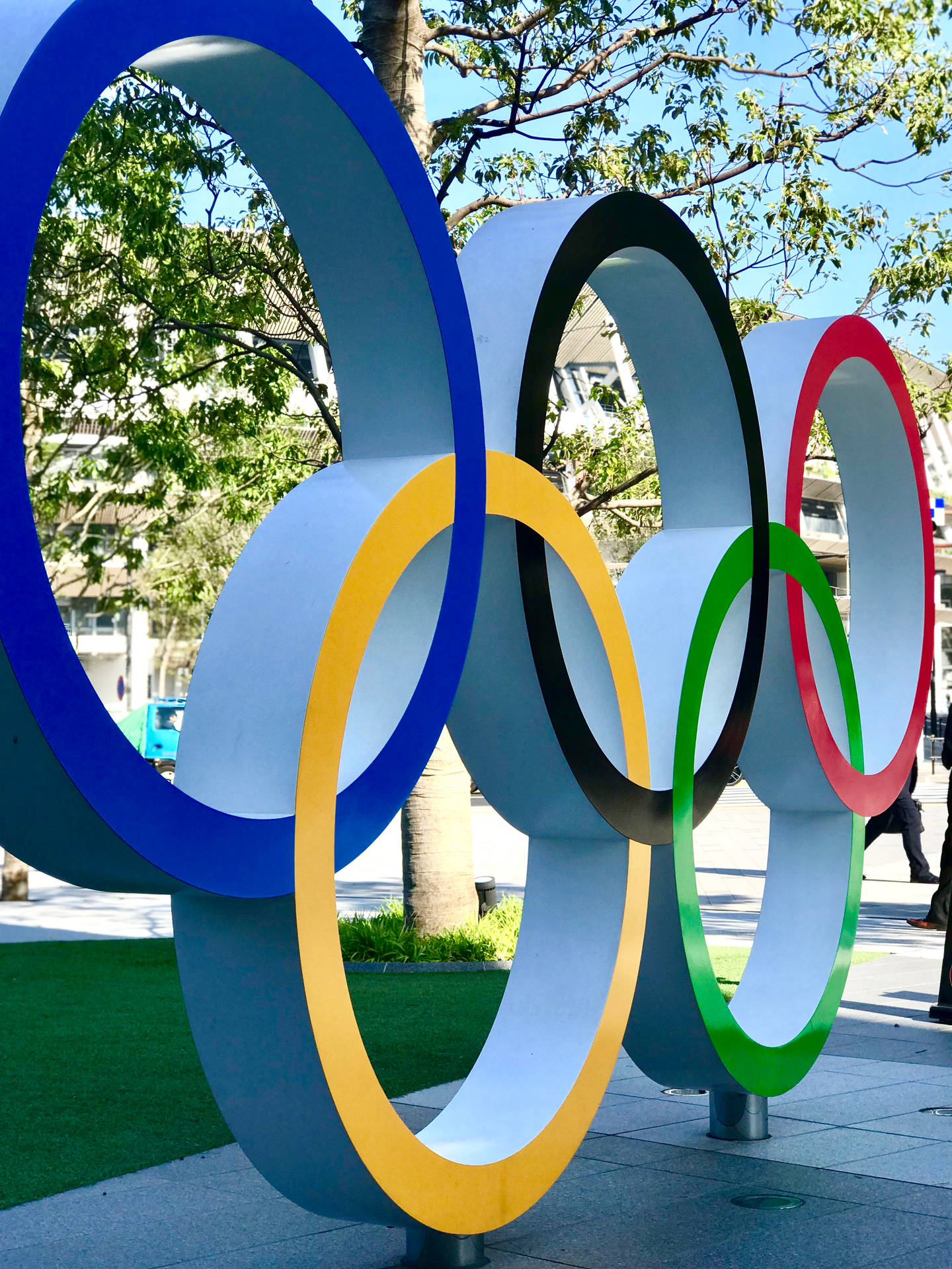 Olympic Logo Statue Photograph Background