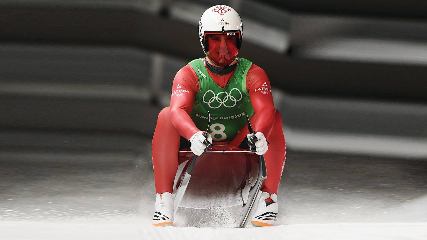 Olympic Luge Athlete In Red Tights