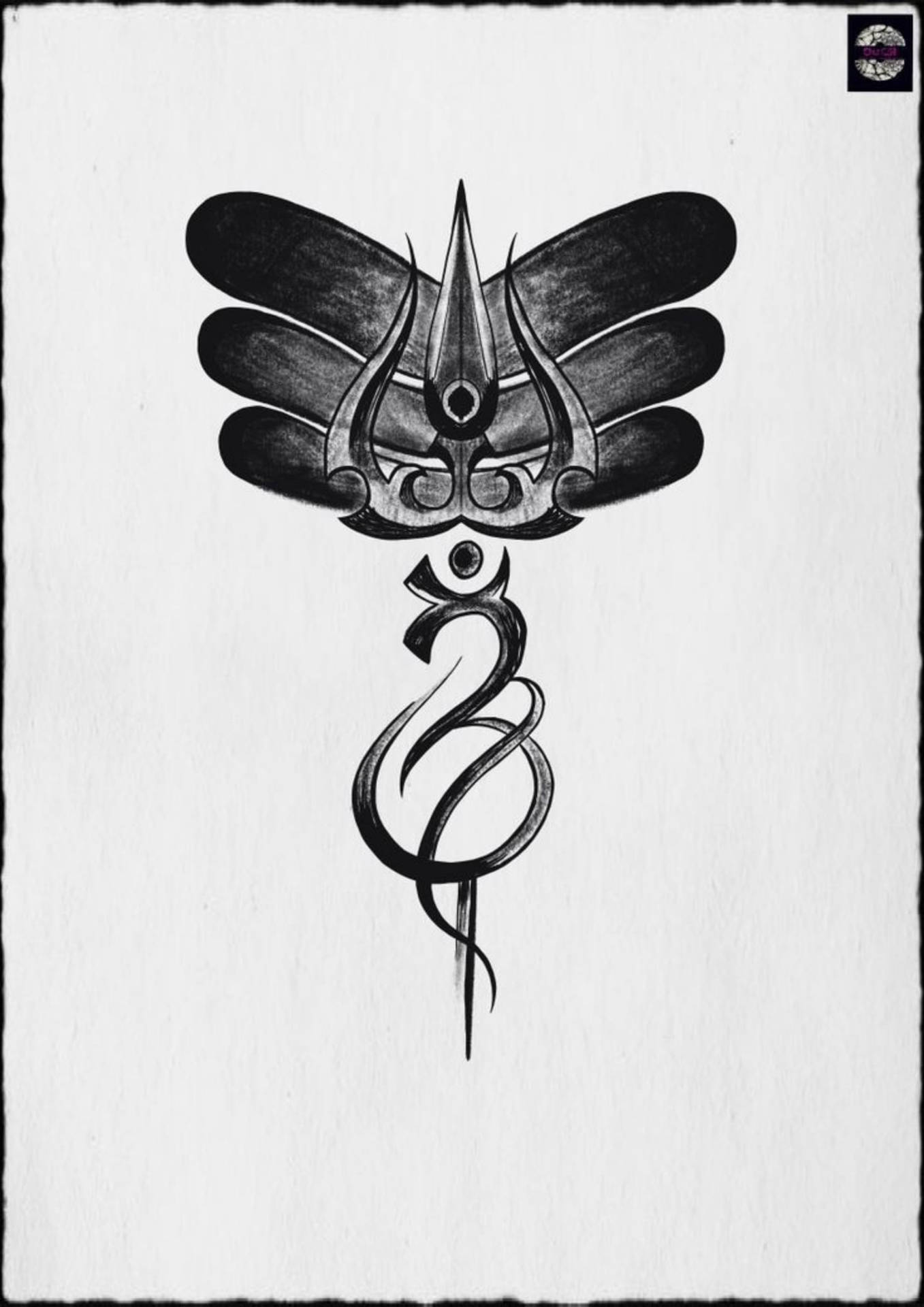 Om Abstract Winged Trident