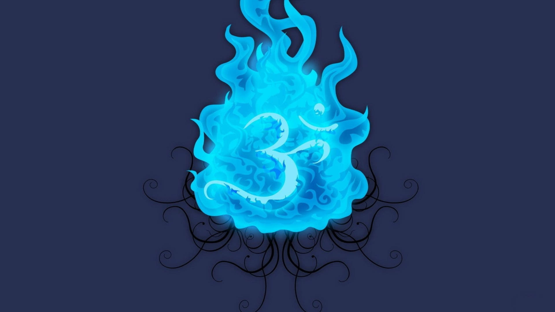Om Symbol Blue Flame Background