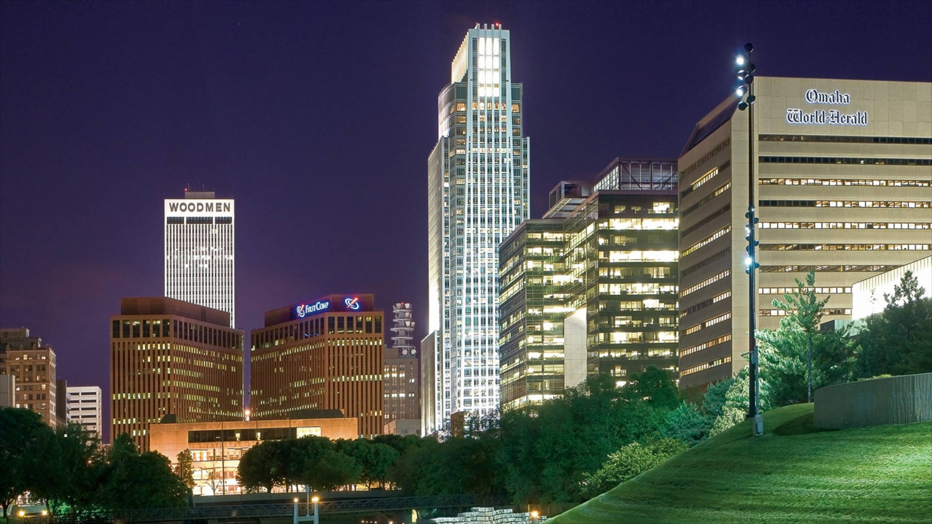 Omaha City Skyline At Night