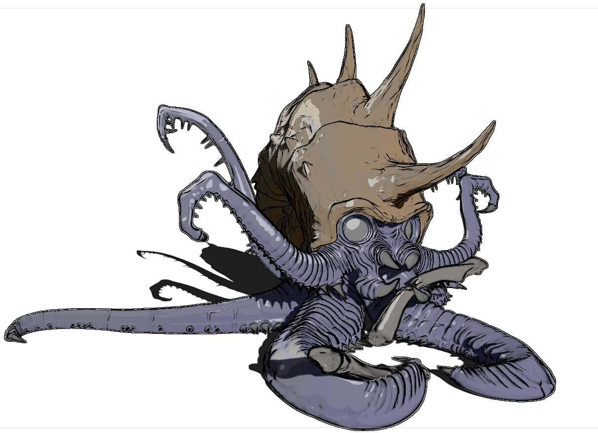Omastar Drawn In Realistic Style Background