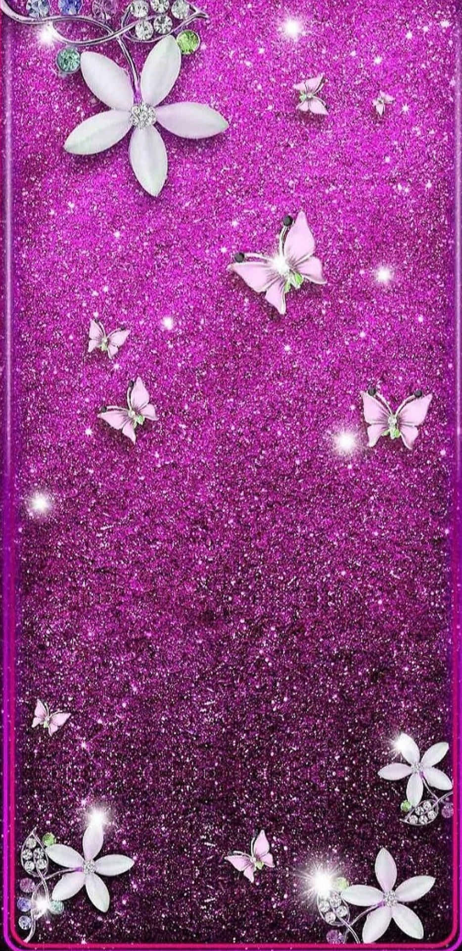 Ombre Pink Glitter Butterfly Background