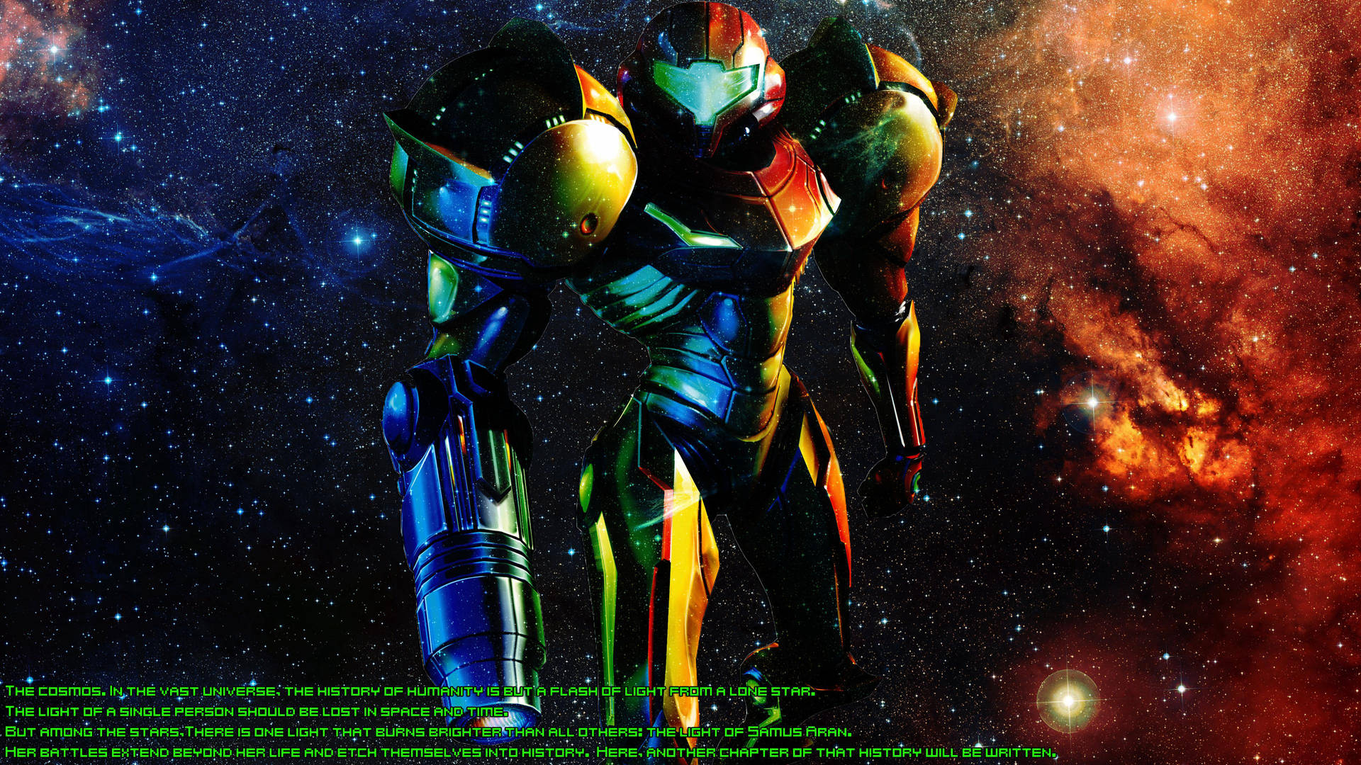 Omega Suit From Metroid Background