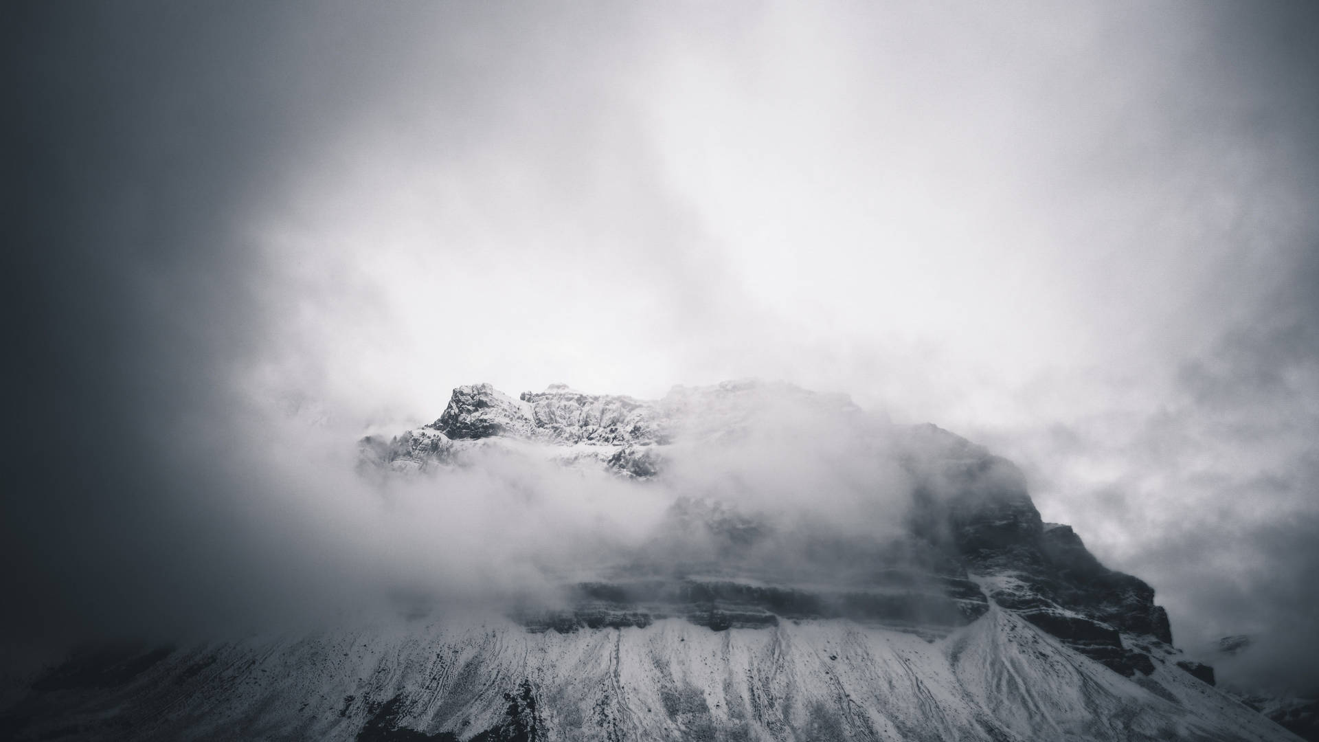 Ominous And Foggy Elevated Landscape Background