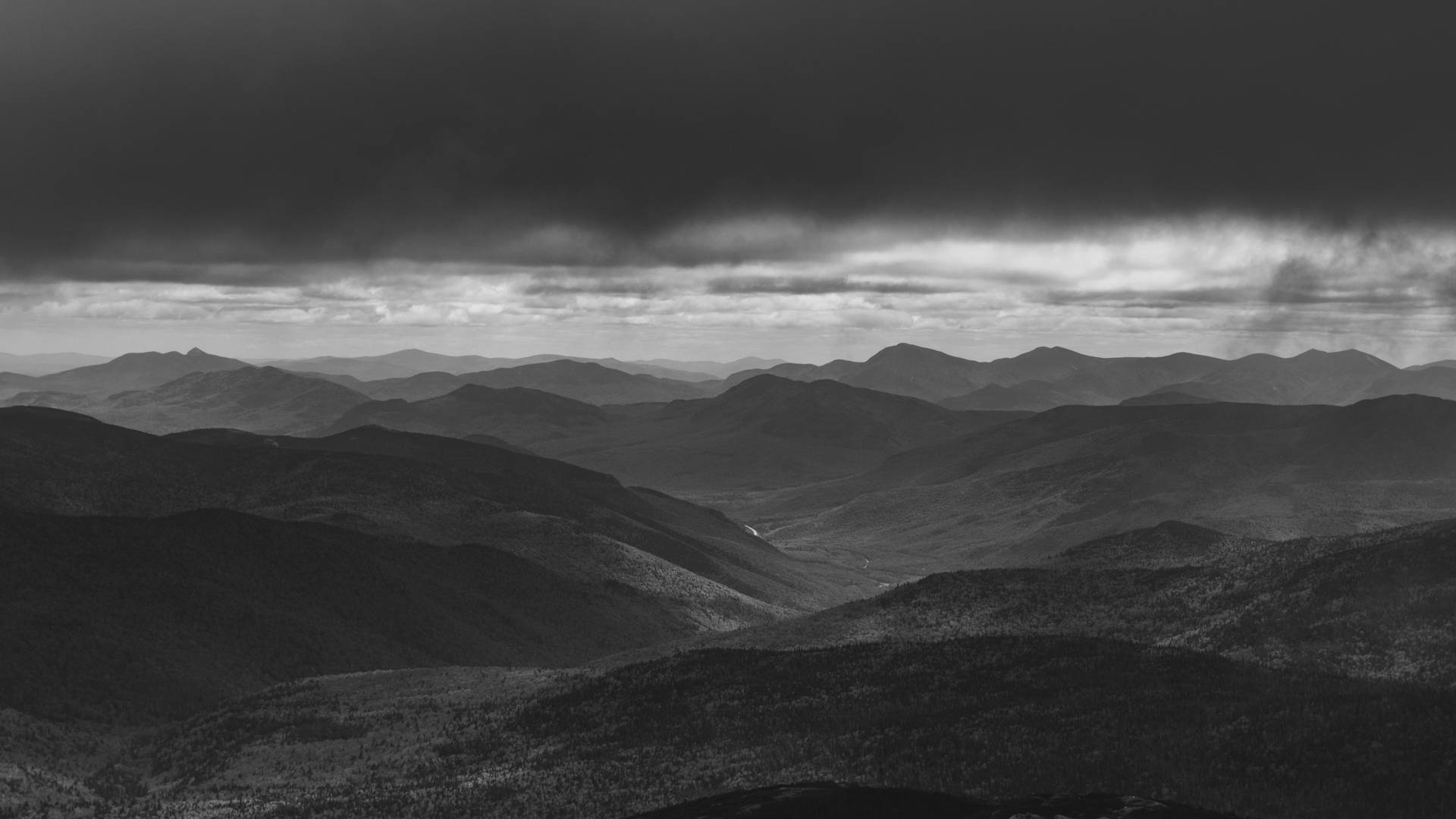 Ominous Black-and-white Mountain Range Background