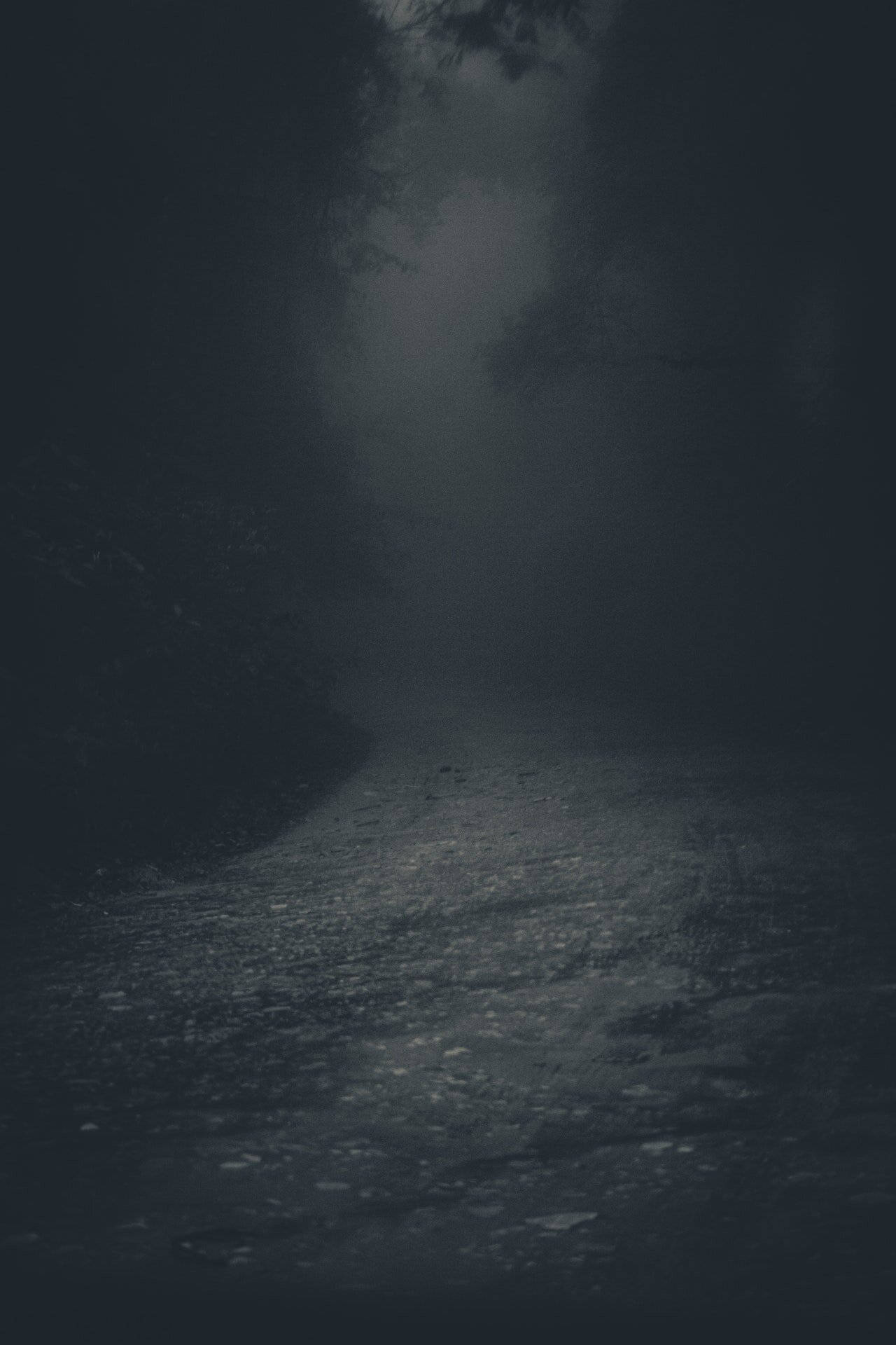 Ominous Dark And Foggy River