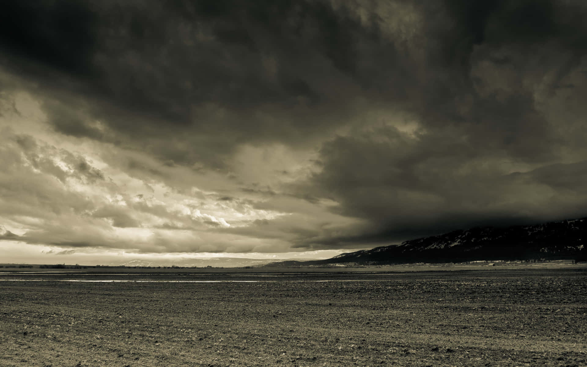 Ominous Landscape In Black-and-white Background