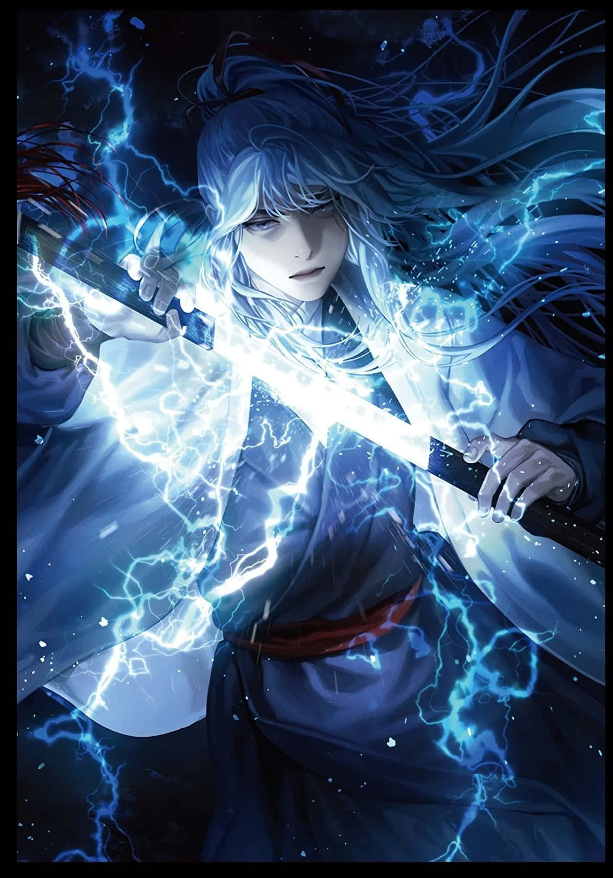 Omniscient Lightning Sword Man Background