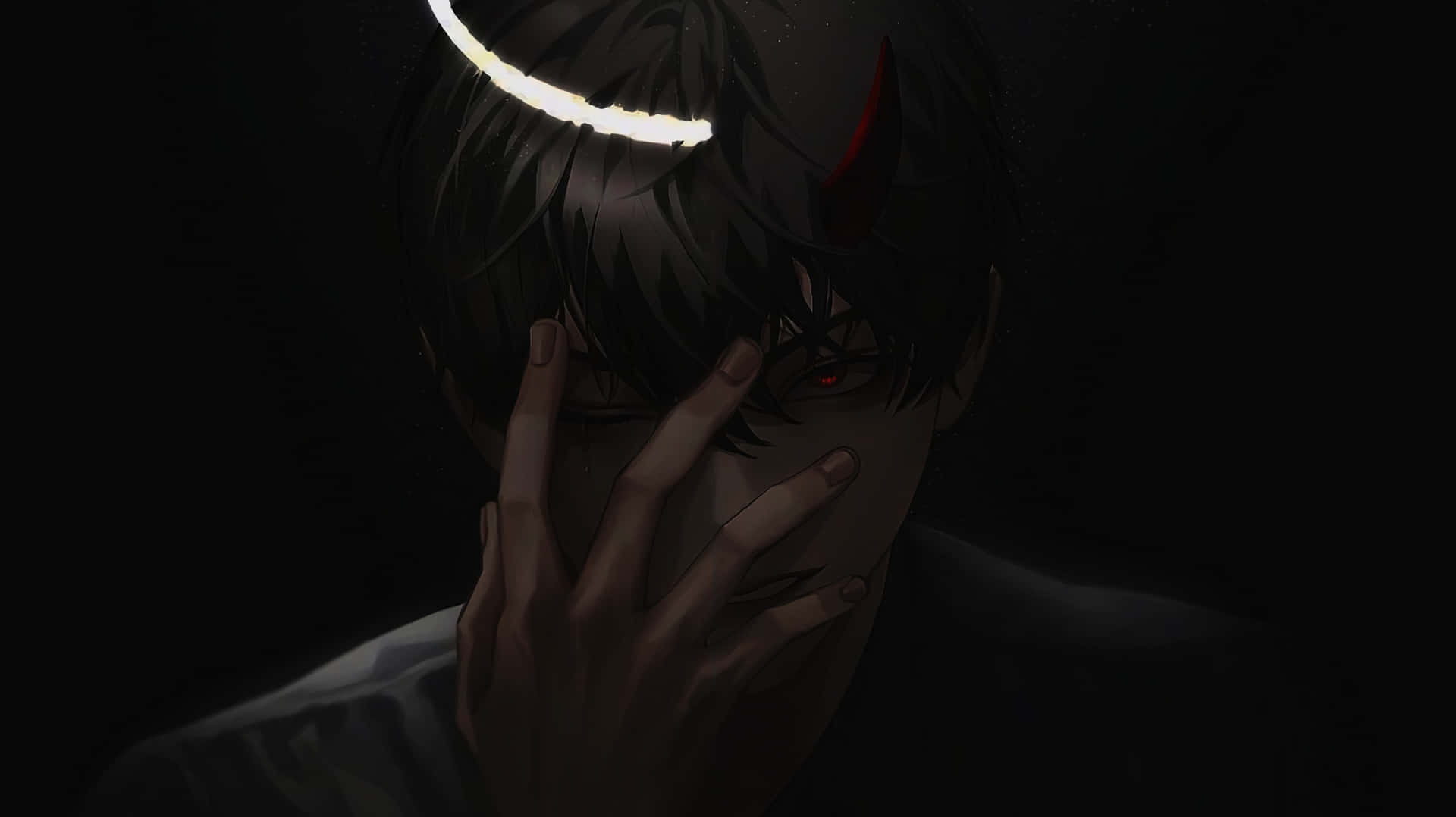 Omniscient Man With Palm In Face Background