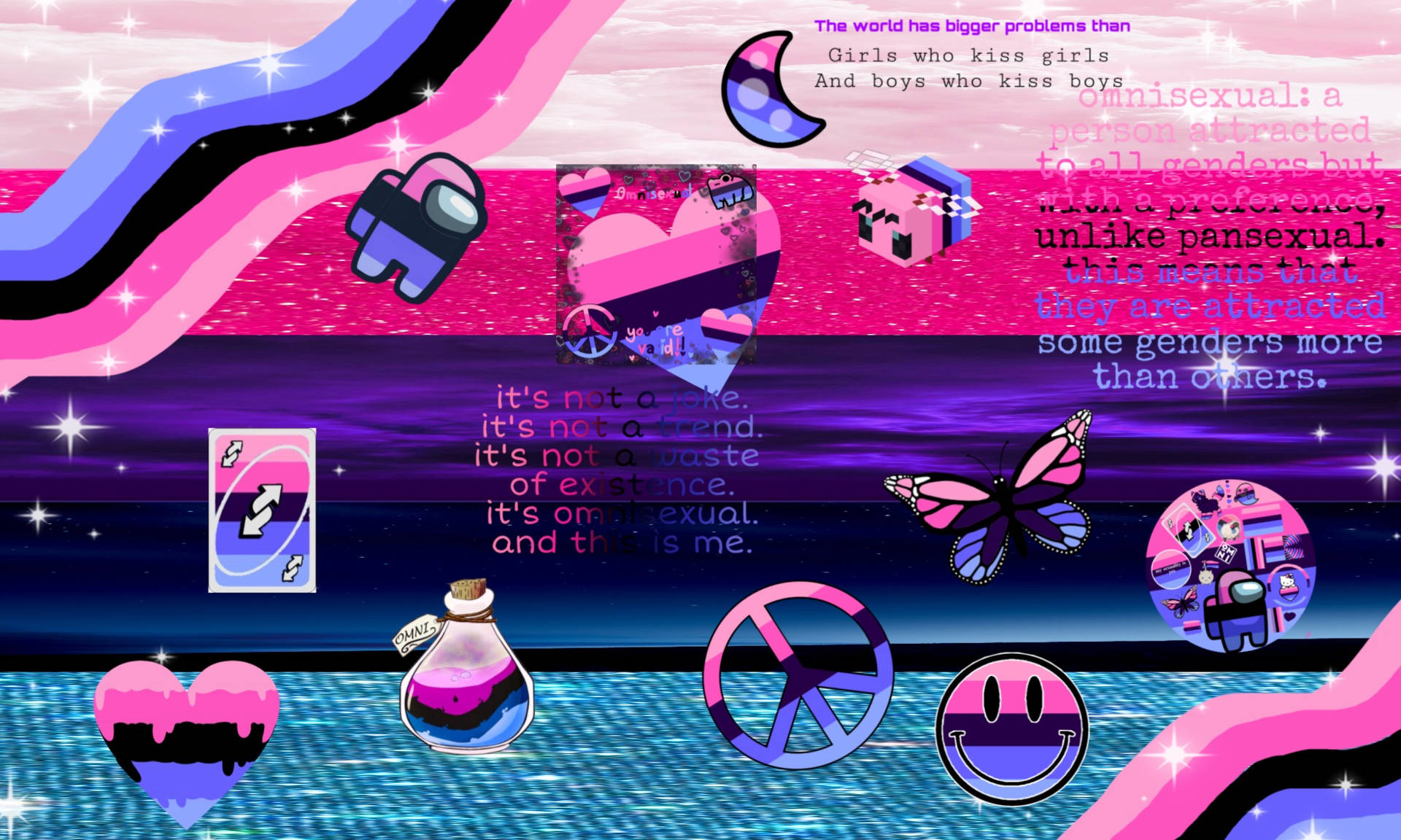 Omnisexual Cute Girly Items Background