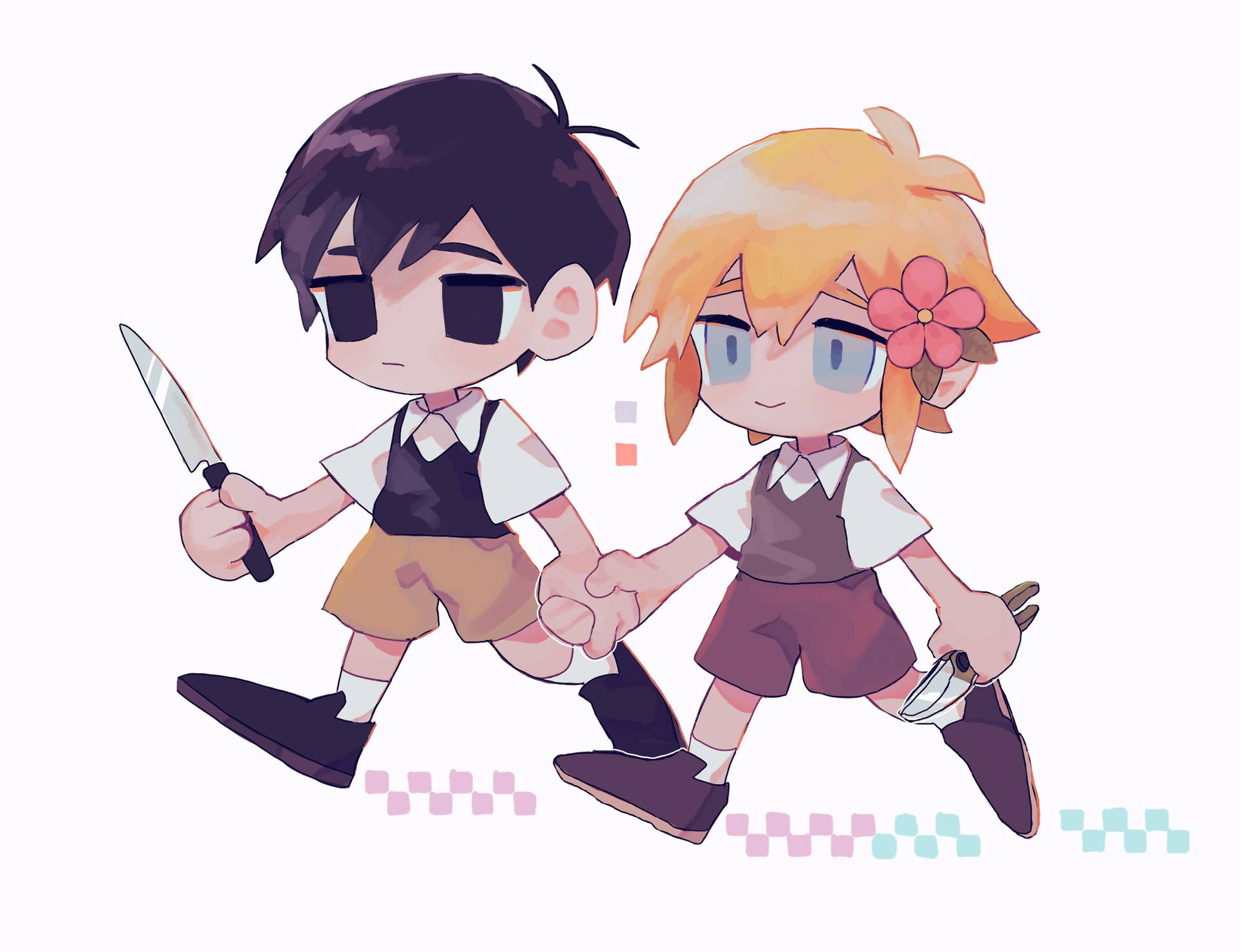 Omori Basil And Sunny Hand-holding Background