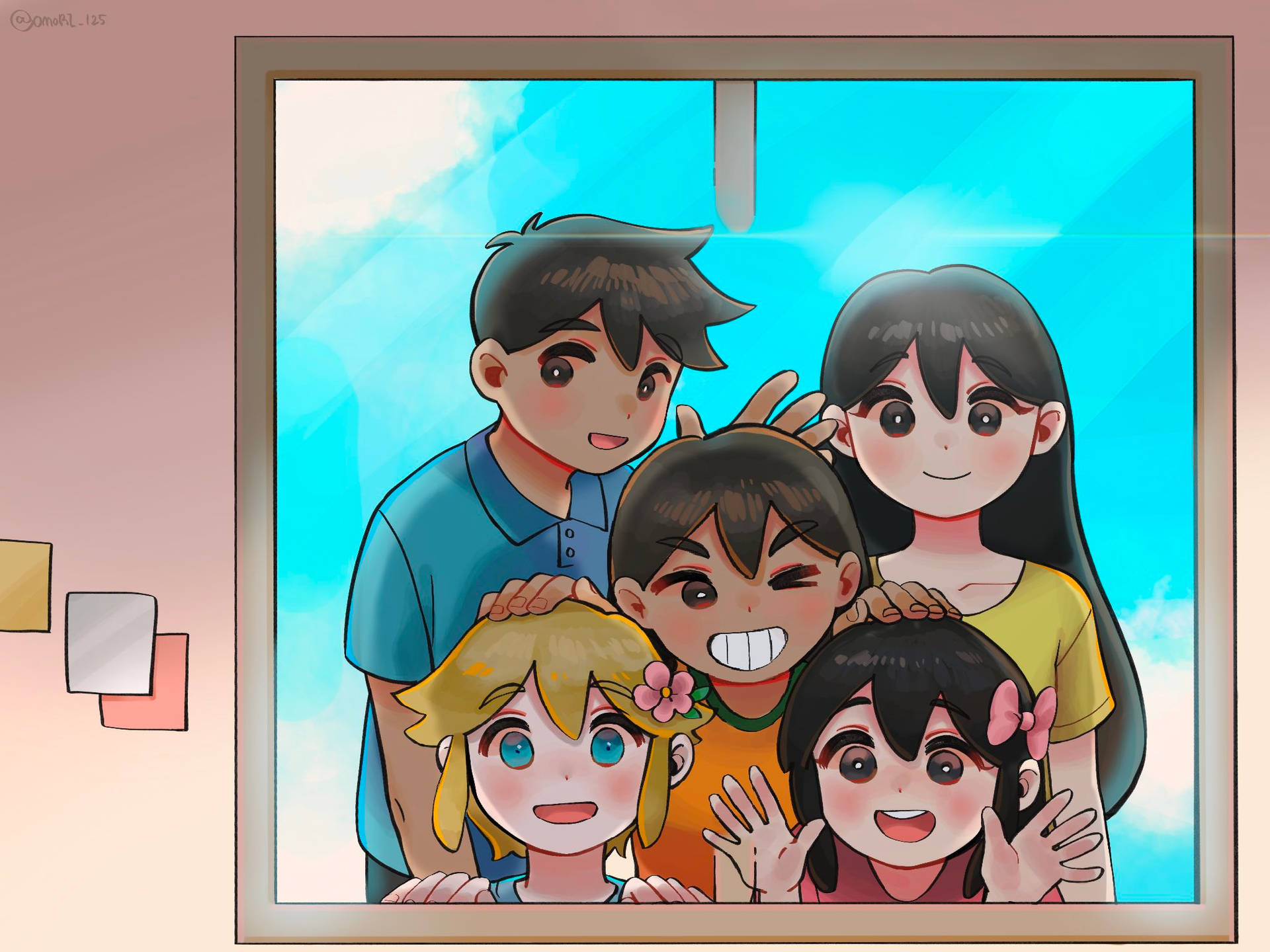 Omori Characters In Window Background