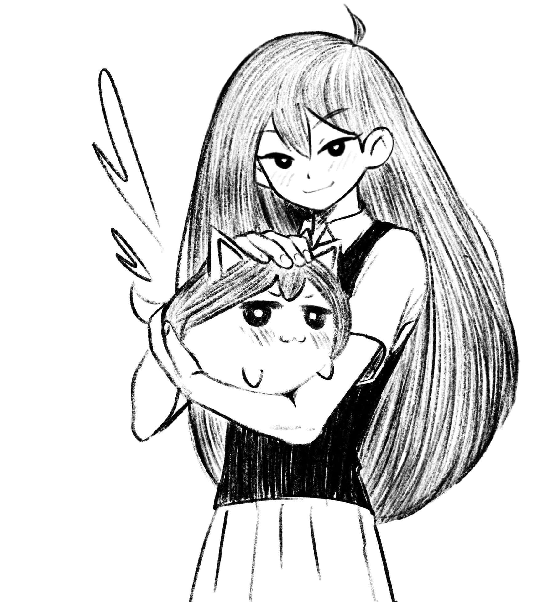 Omori Pfp Aubrey With Cat Background