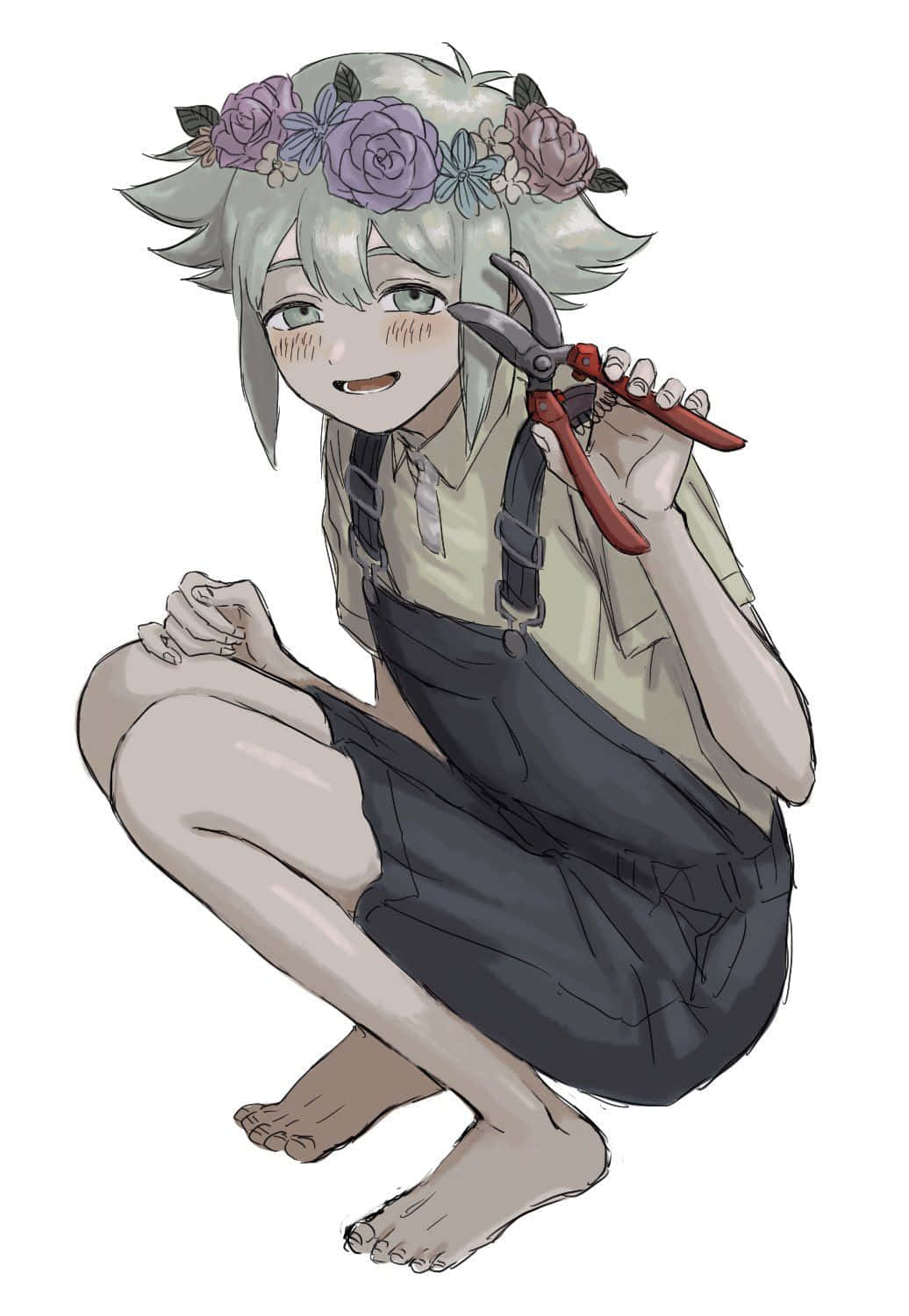 Omori Pfp Basil With Garden Cutters Background