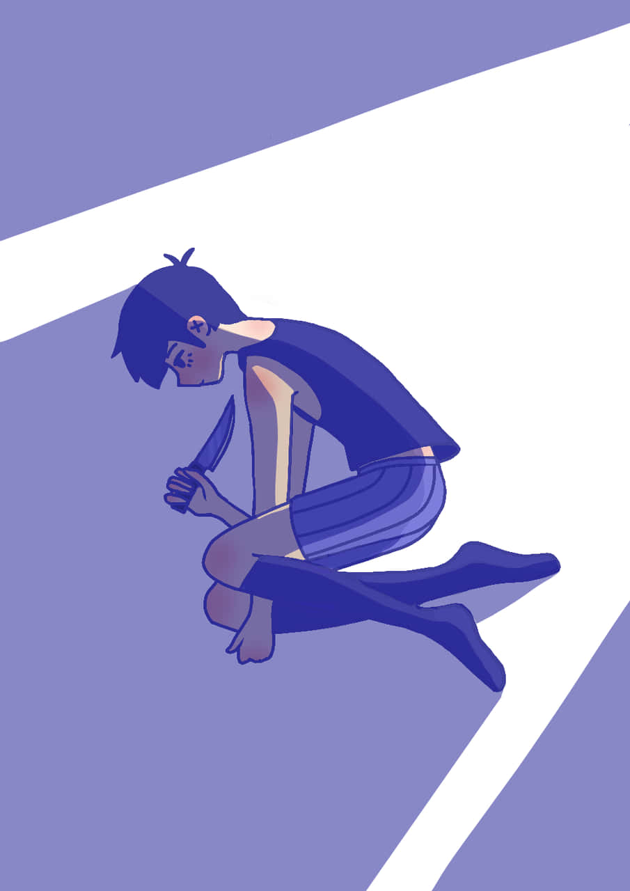 Omori Pfp With Knife Background