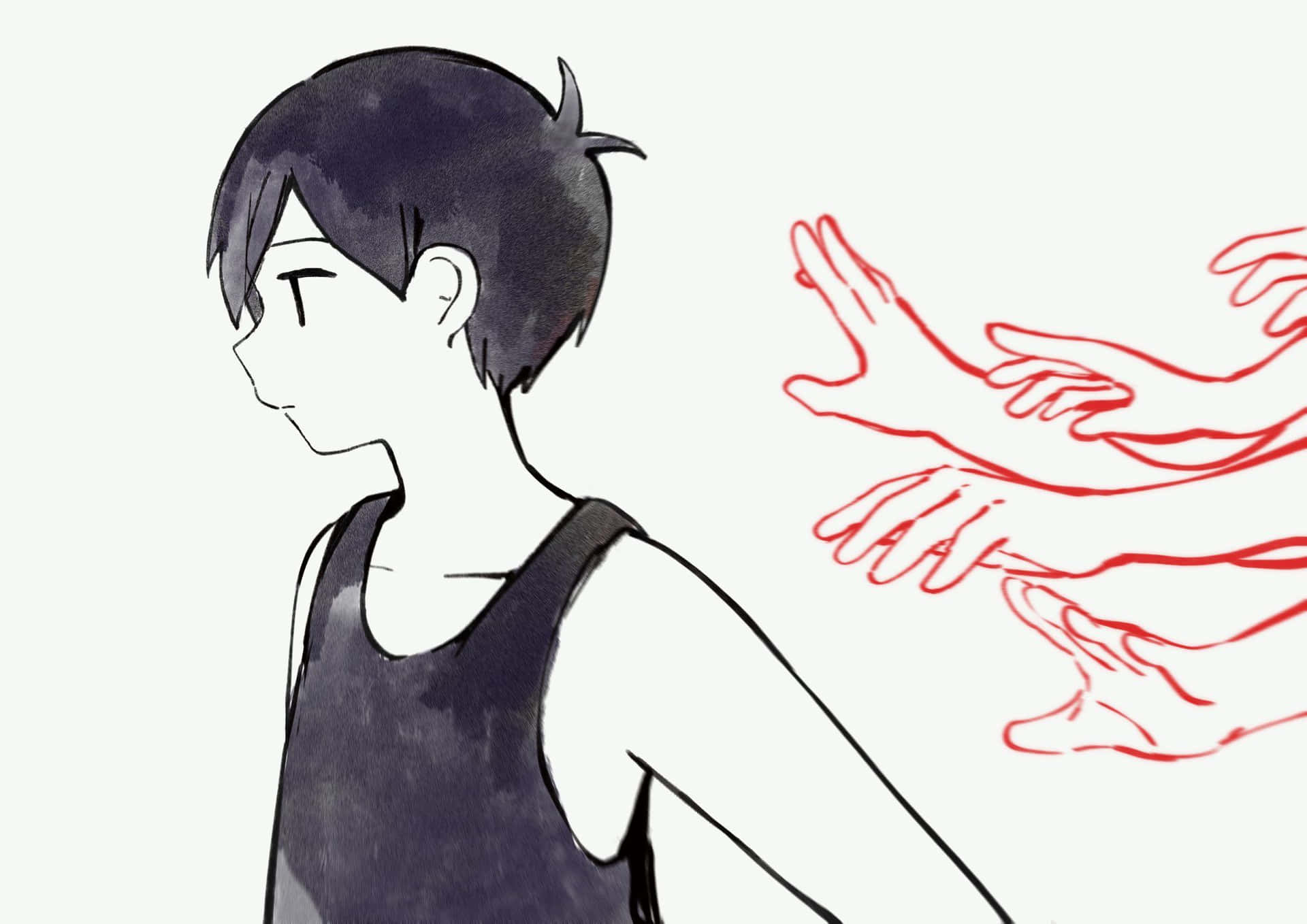 Omori Pfp With Red Hands Background