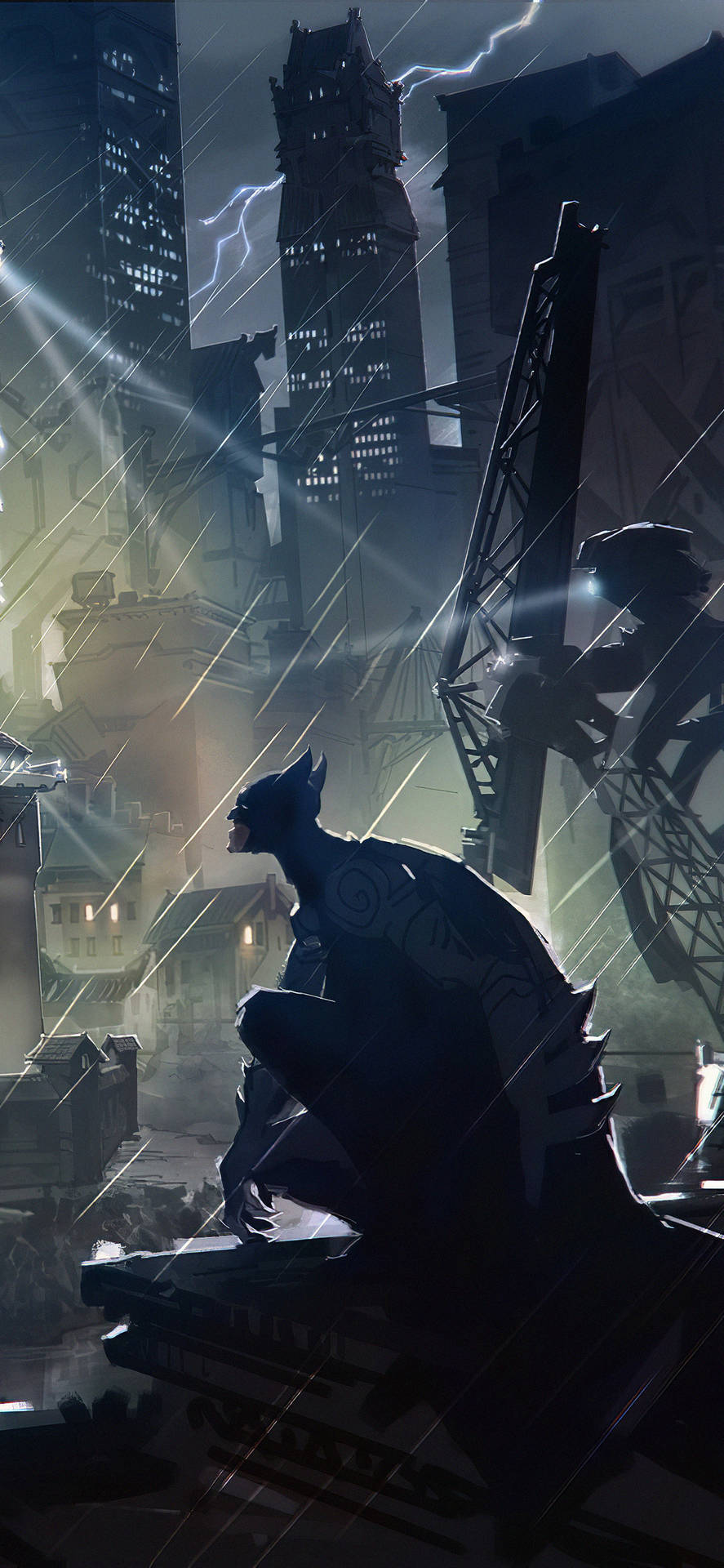 On A Roof Batman Arkham Iphone Background