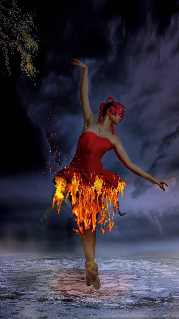 On Fire Ballerina Background