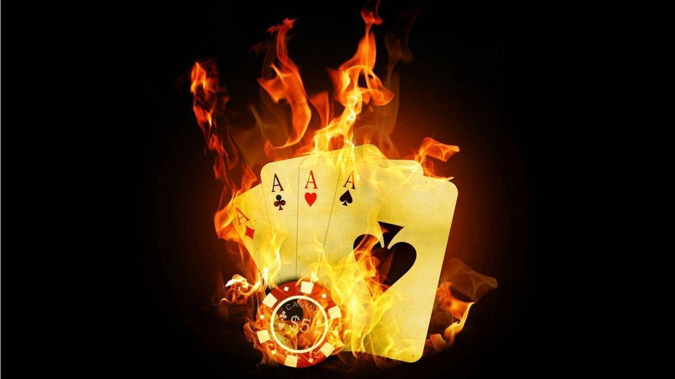 On Fire Cards And Poker Chip