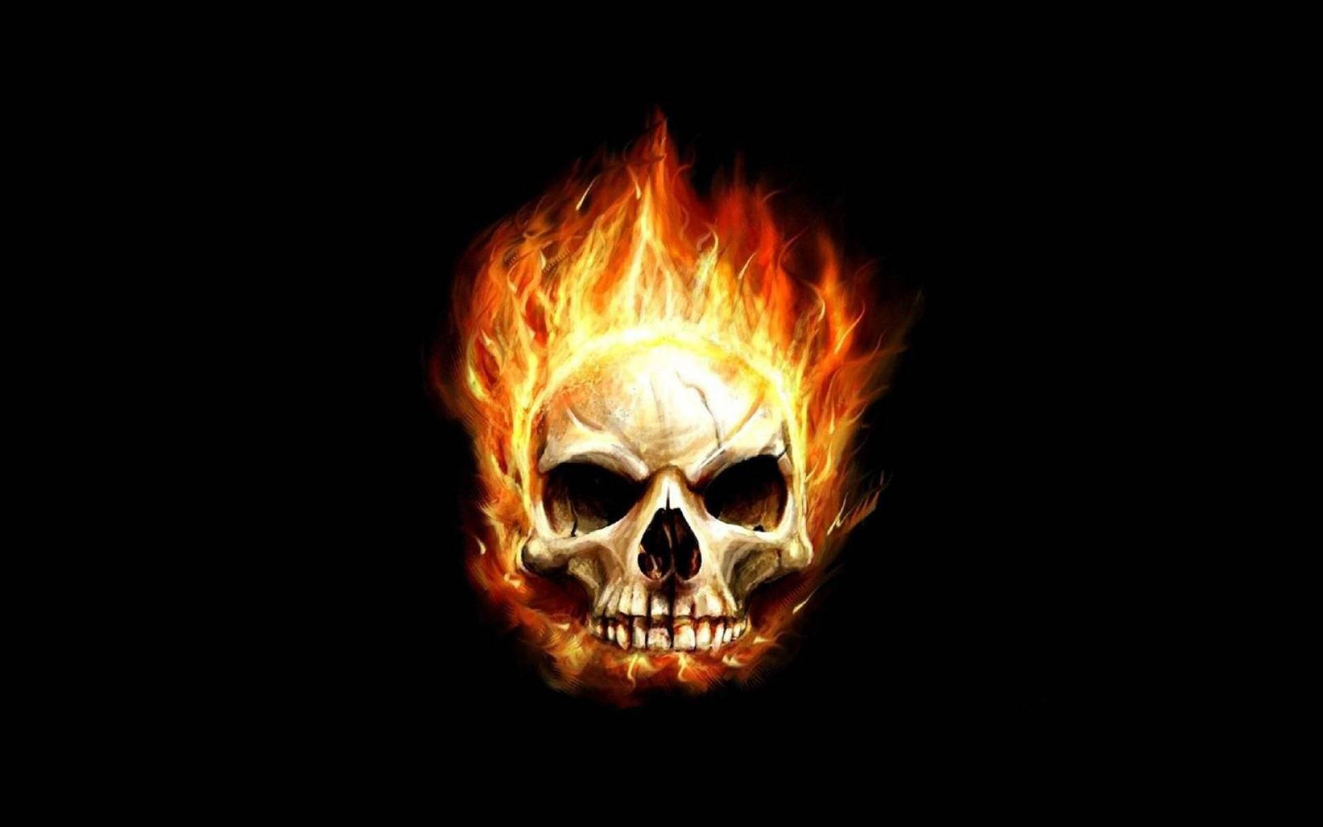 On Fire Human Skull Background