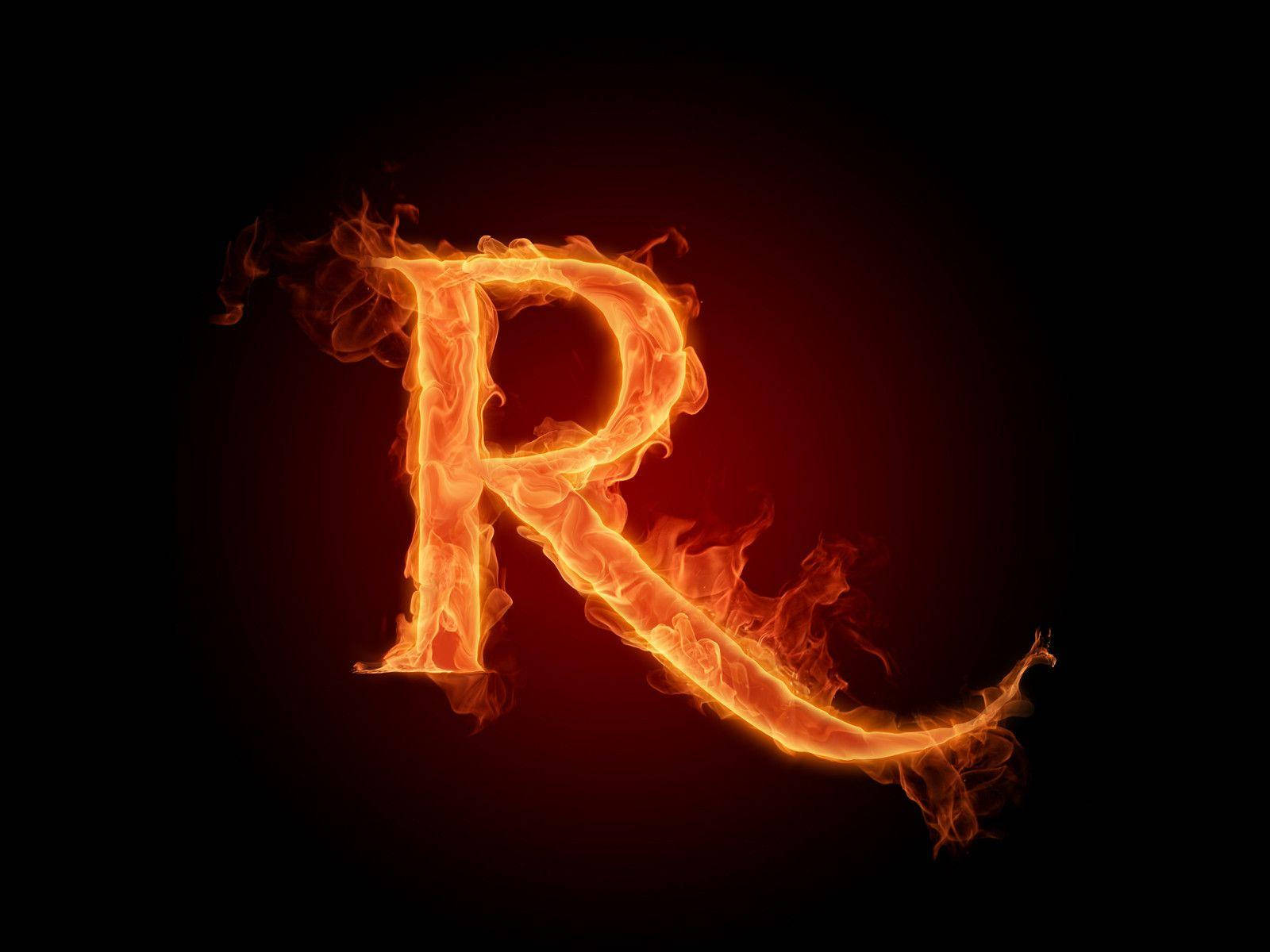 On Fire Letter R Background