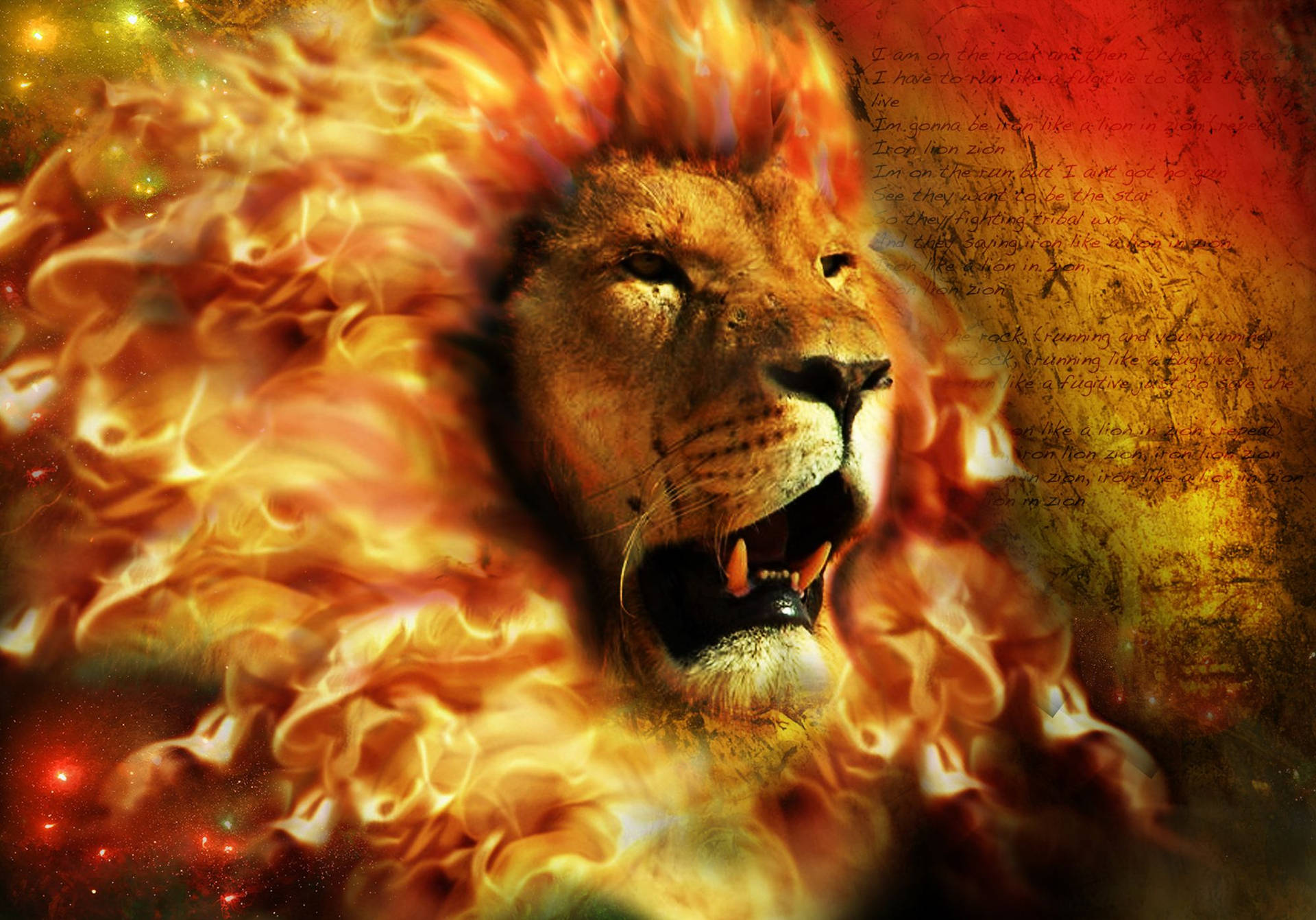 On Fire Lion's Mane Background