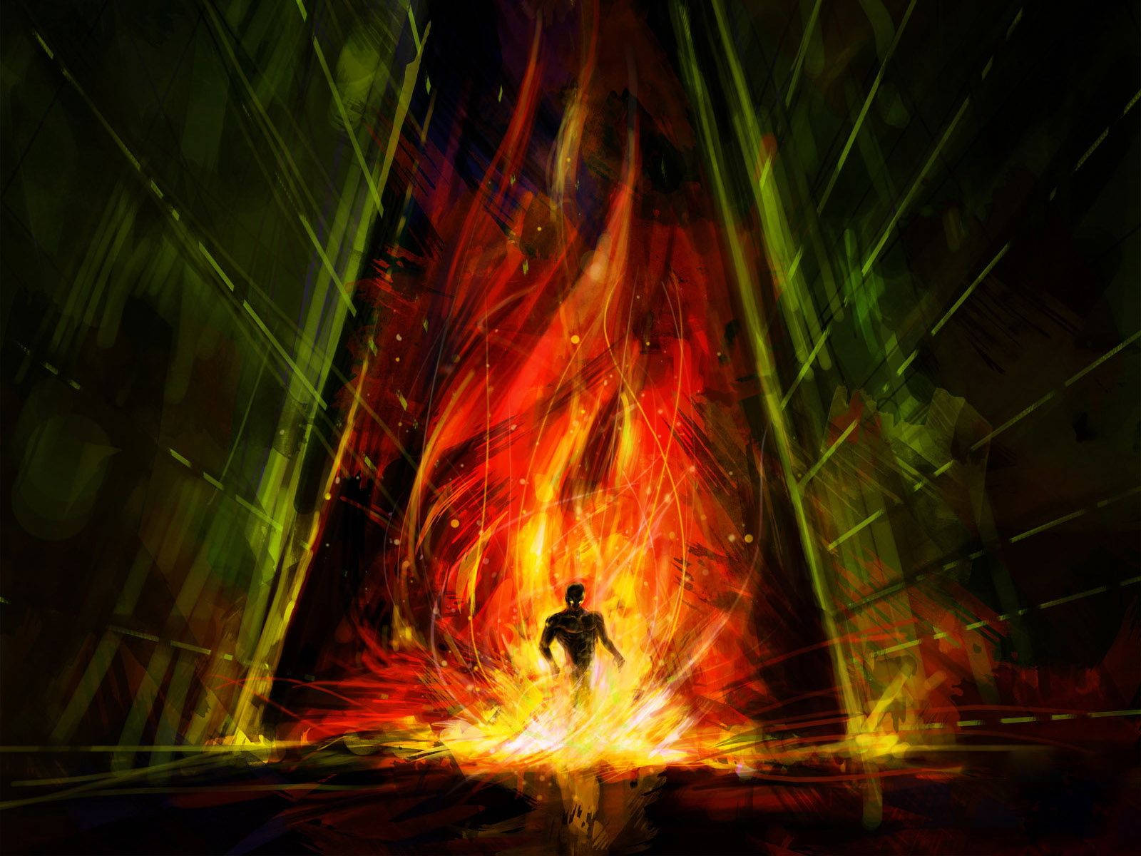 On Fire Man Background