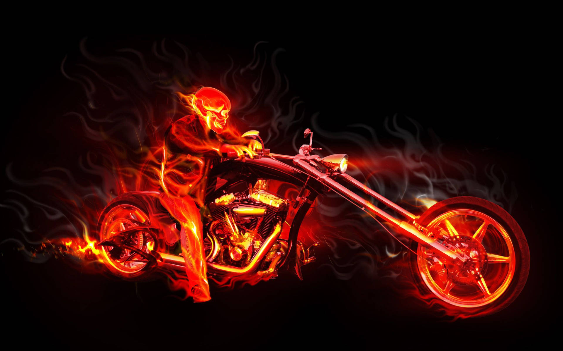 On Fire Motorcycle Background