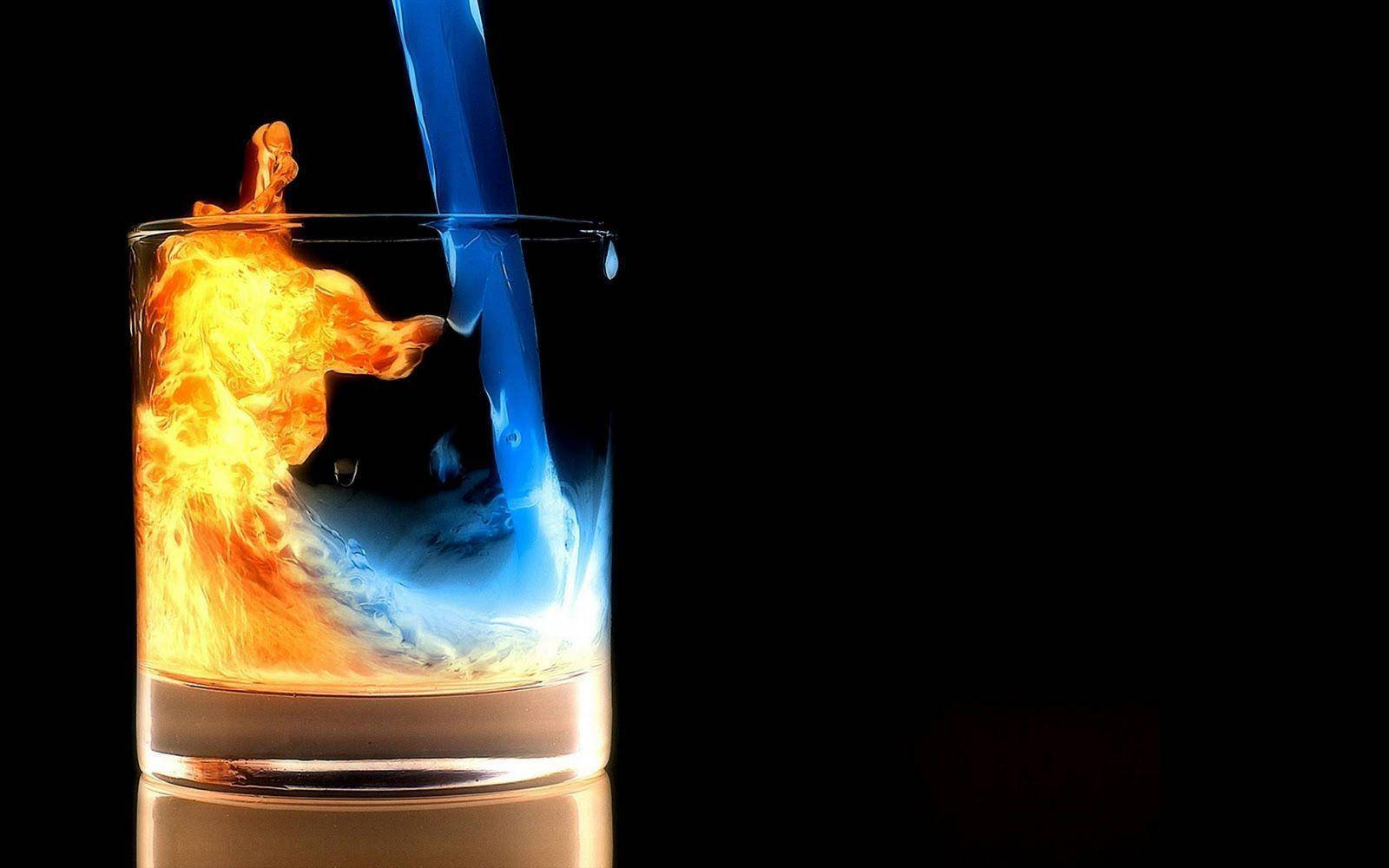 On Fire Rock Glass Background