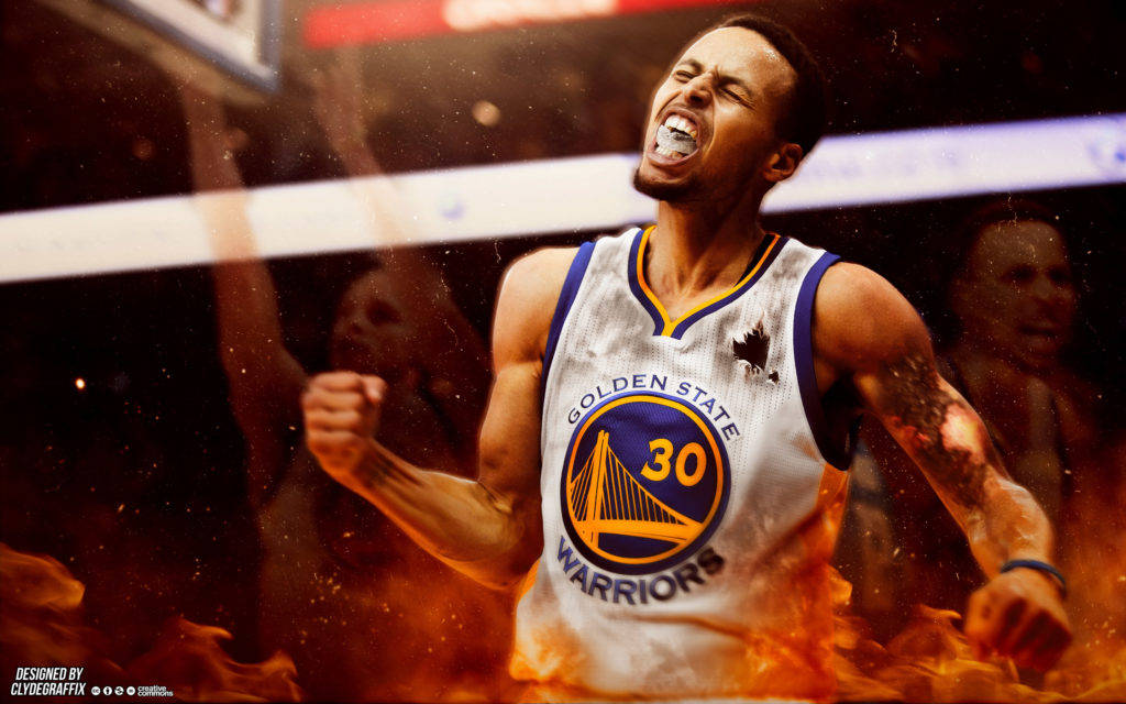 On Fire Stephen Curry Background