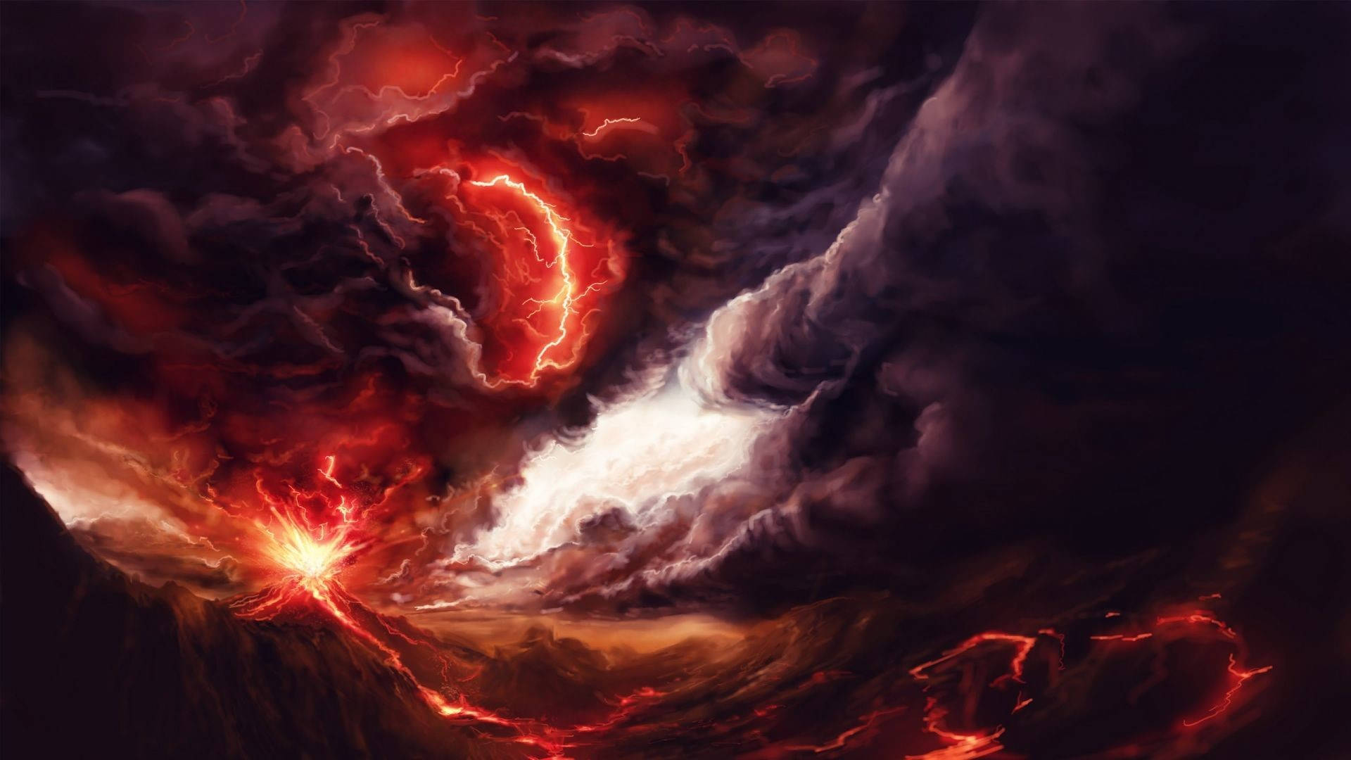 On Fire Volcano Background