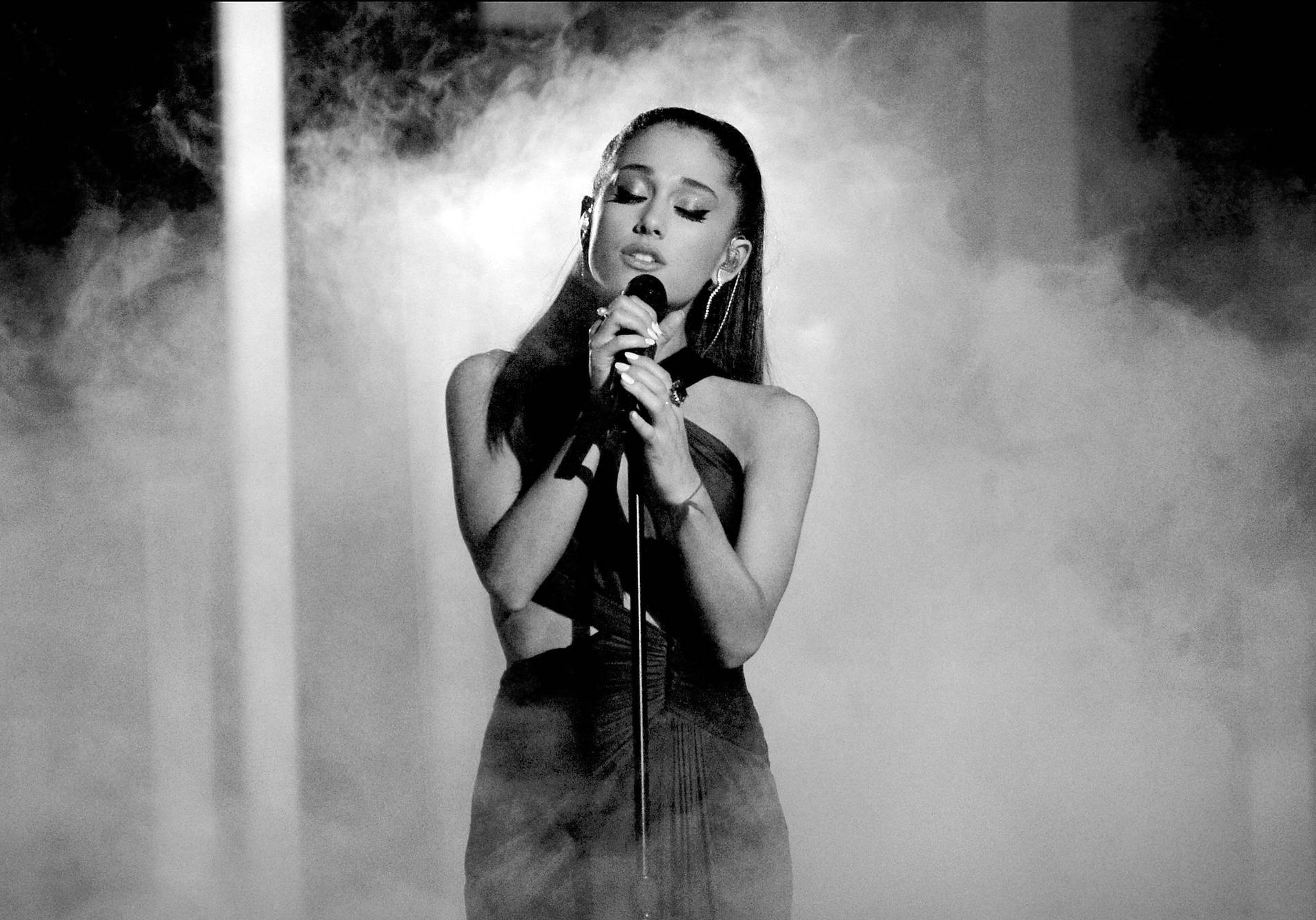 On Stage Ariana Grande Smoke Background