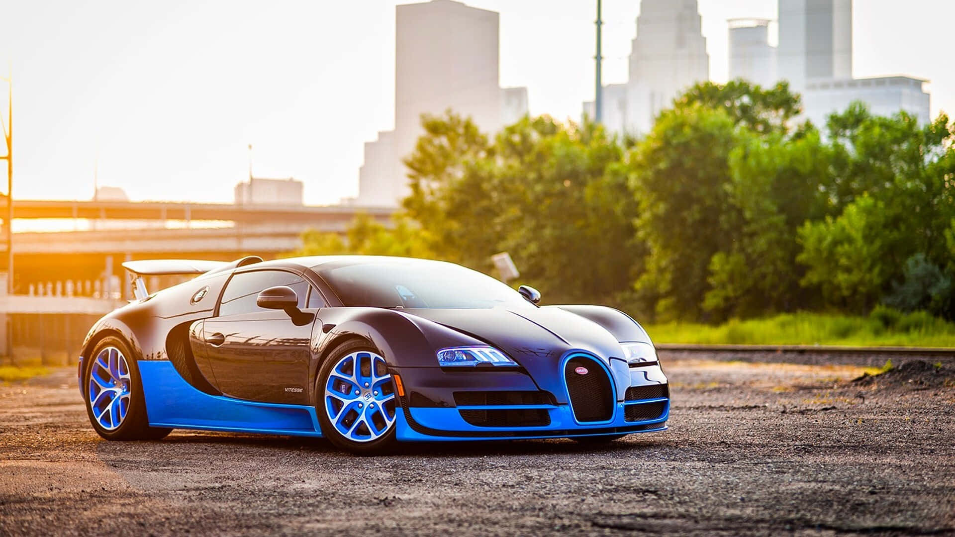 On The Road With A Striking Bugatti Background