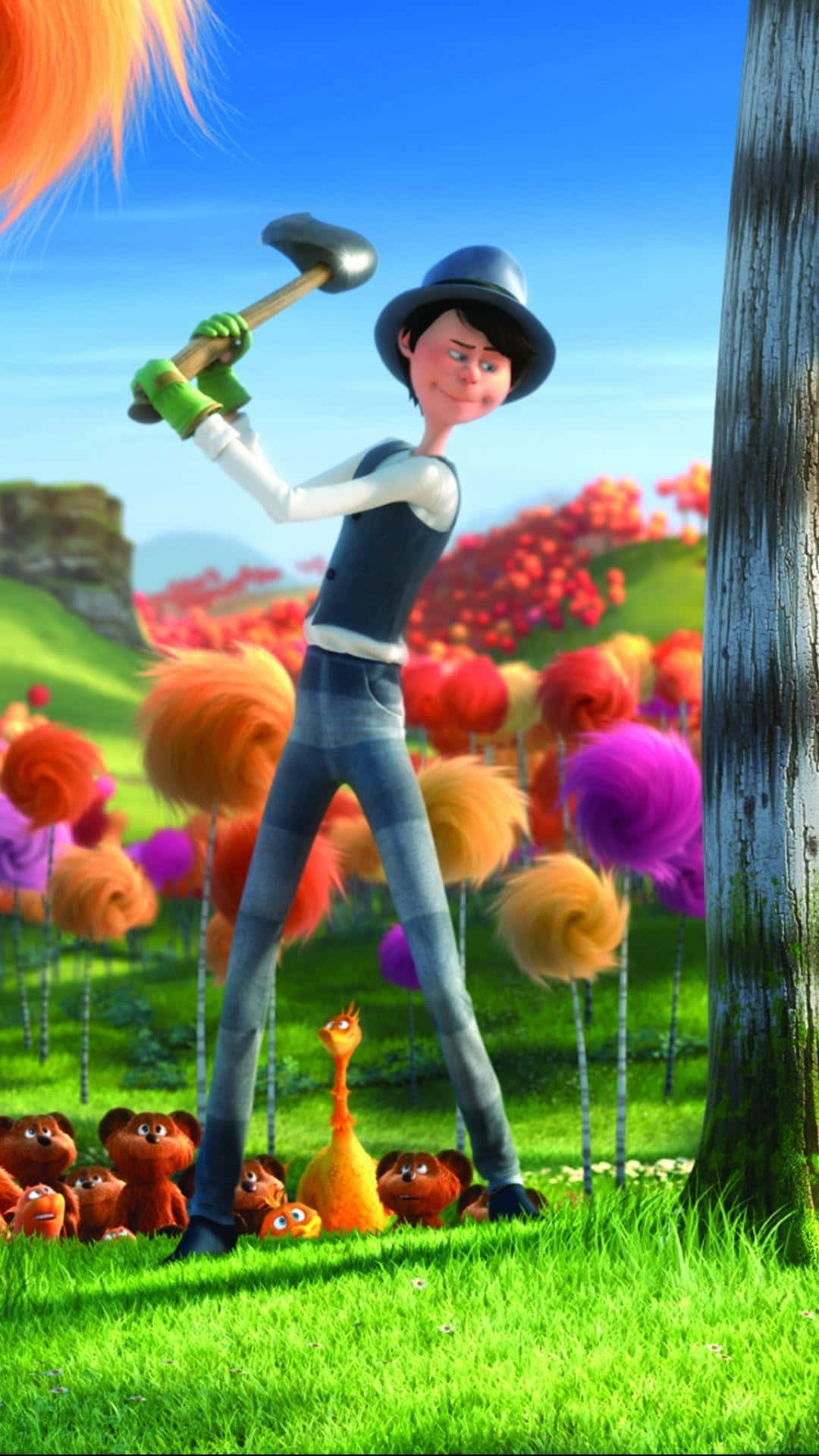 Onceler Swinging Axe Lorax Movie Background