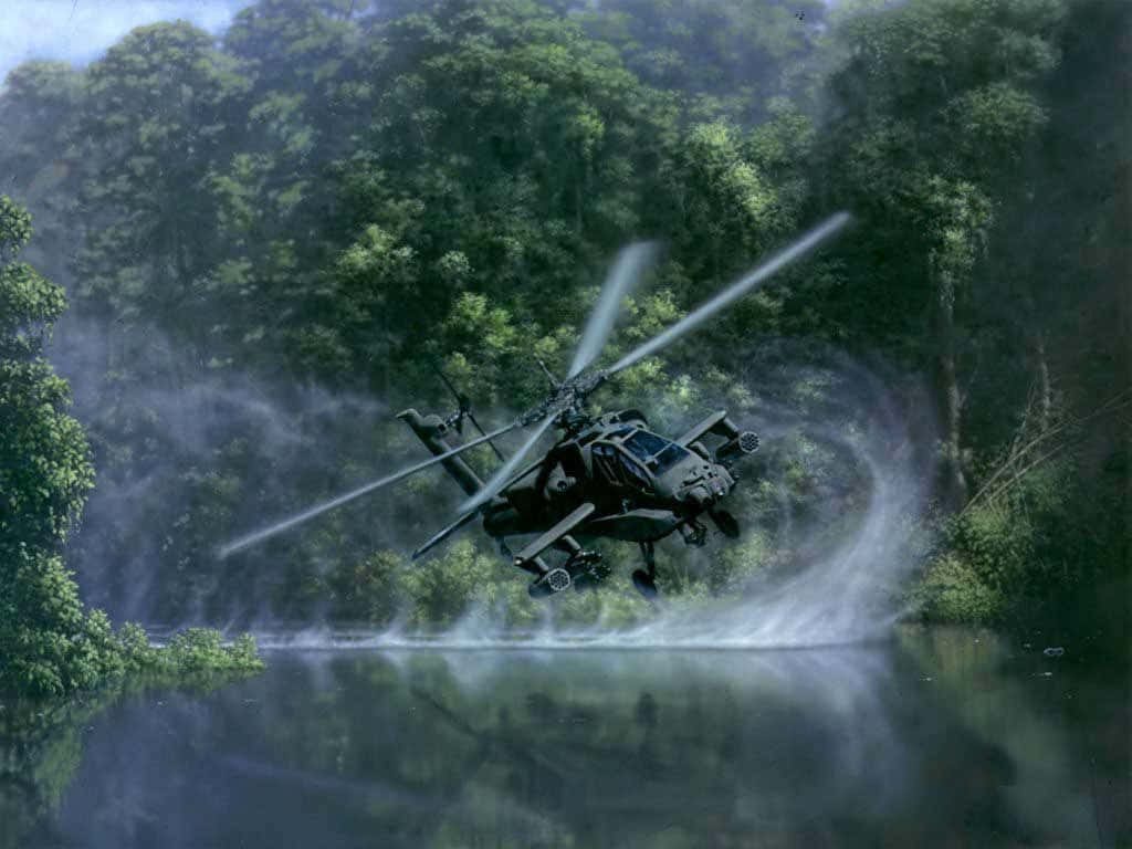 One Boeing Ah-64 Apache Cool Helicopter