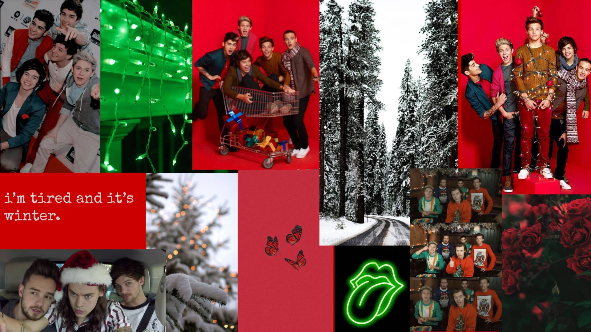 One Direction Christmas Collage Background