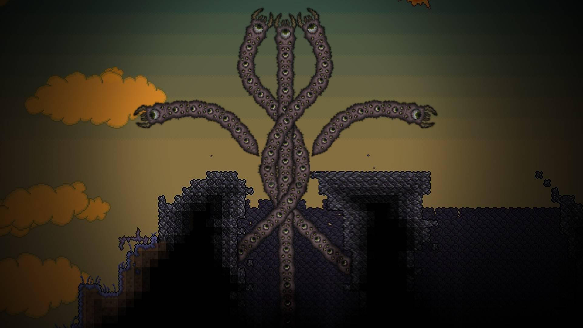 One-eyed Terraria Moon Lord Background