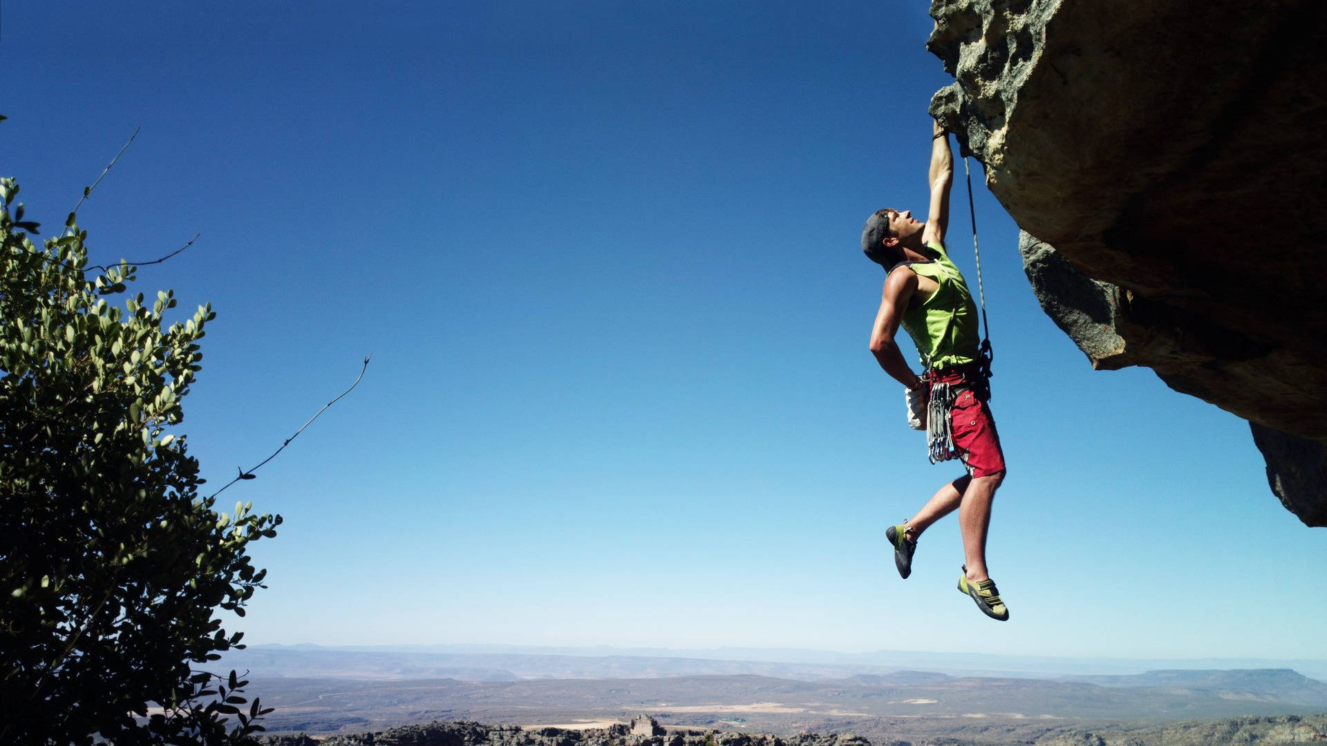 One-handed Hang Sport Climbing Background