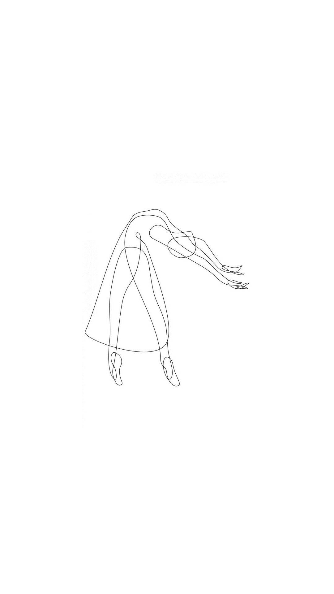 One Line Drawing Ballerina Background