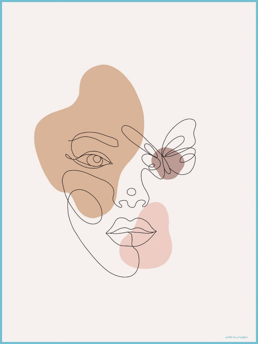 One Line Drawing Butterfly Woman Background