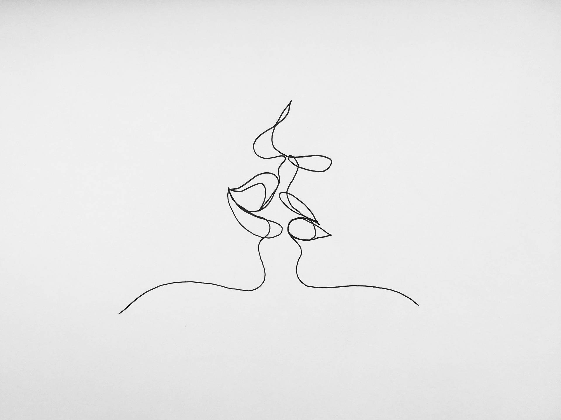 One Line Drawing Lips Almost Kissing Background