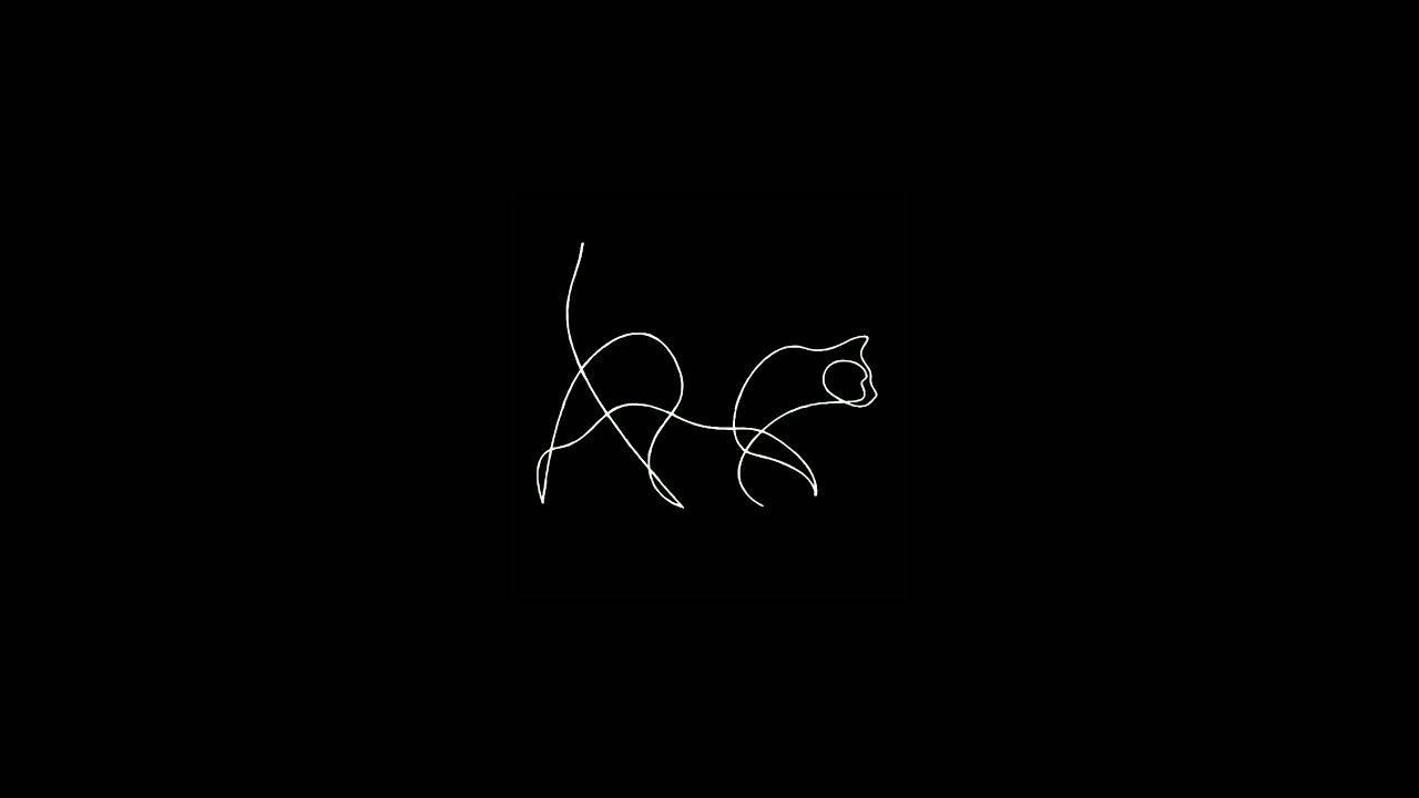 One Line Drawing Of A Cat Background