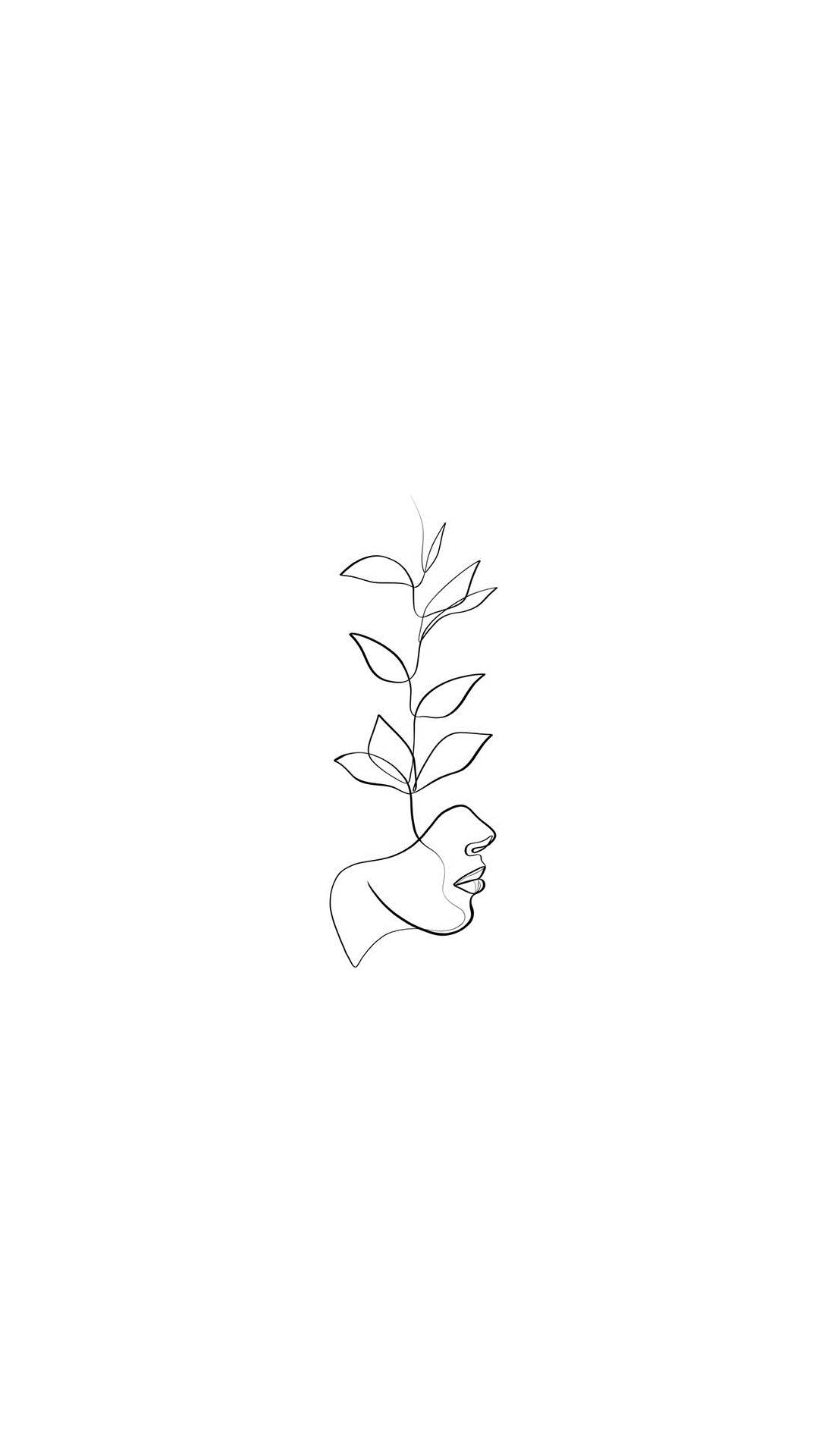 One Line Drawing Plant Woman Background