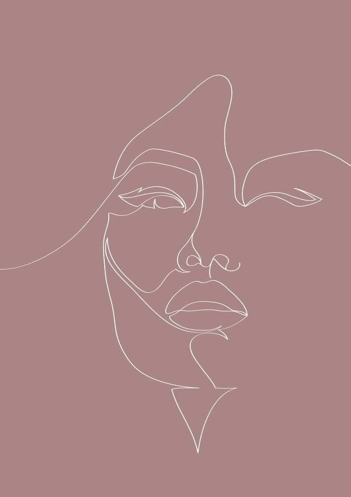 One Line Drawing Winking Woman Background