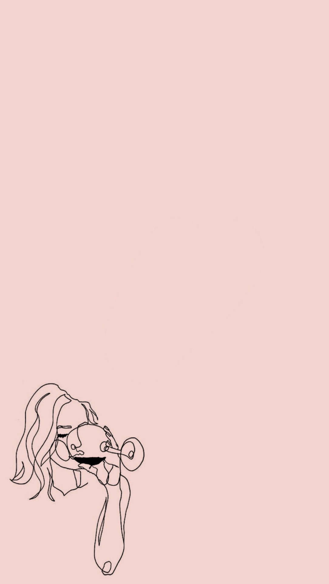 One Line Drawing Woman Drinking Wine Background