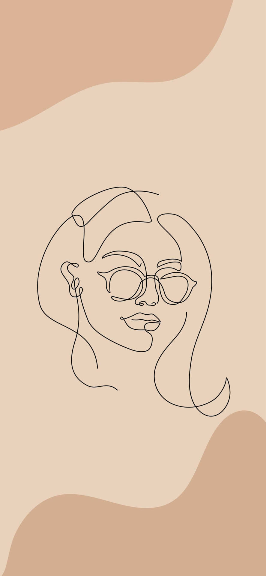 One Line Drawing Woman In Sunglasses Background