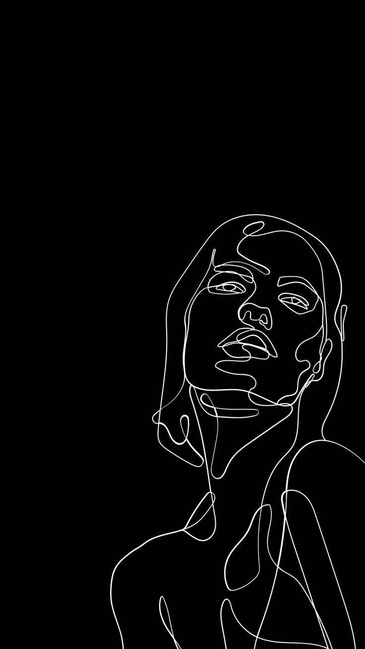 One Line Drawing Woman Staring Background