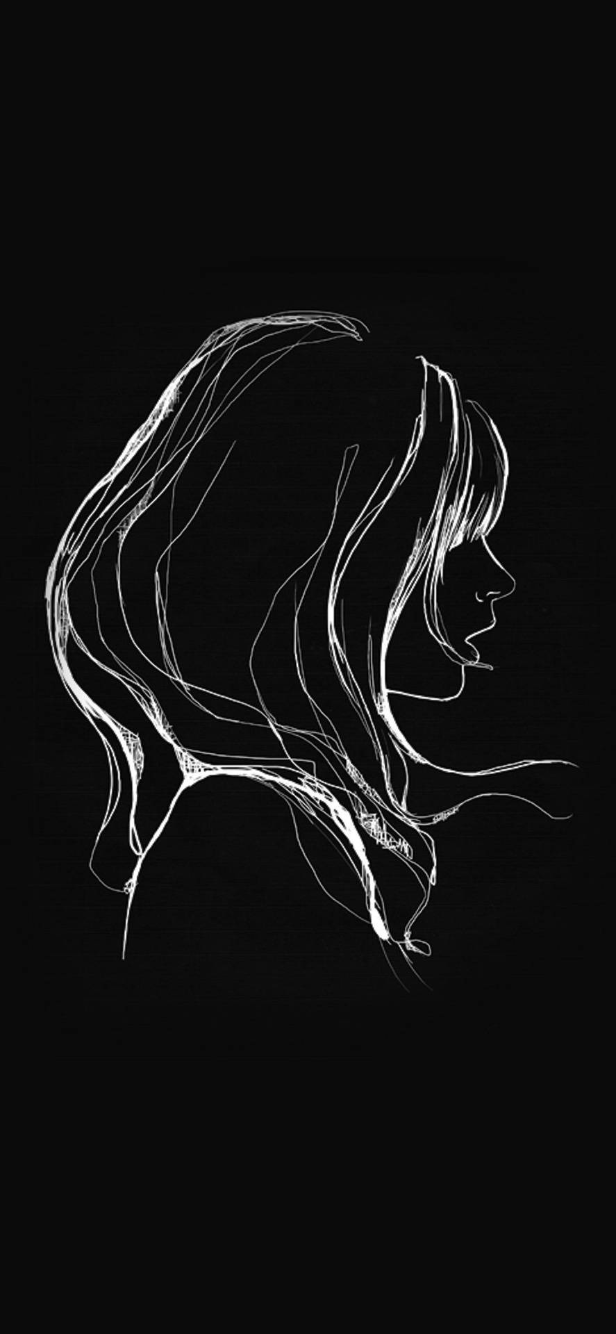 One Line Drawing Woman’s Profile Background